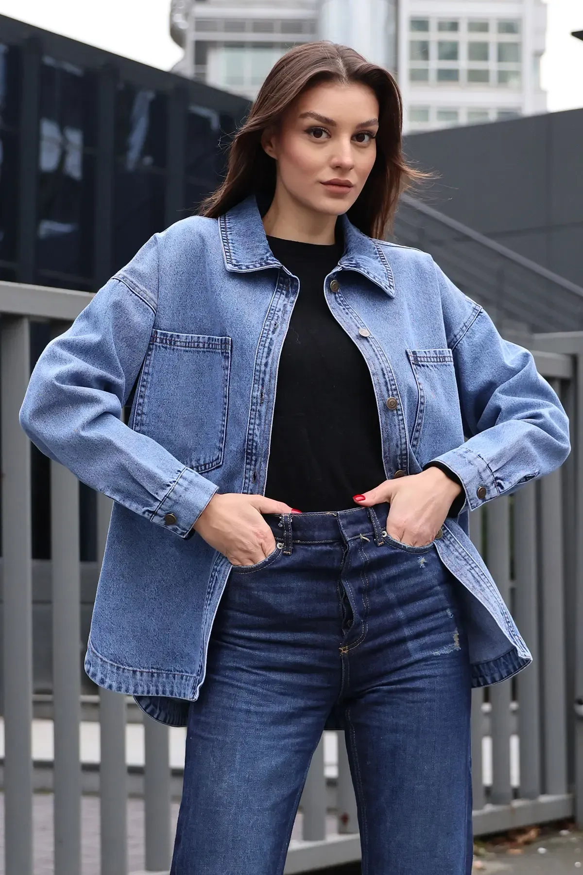 0613 Cepli Kot Ceket - Koyu Mavi