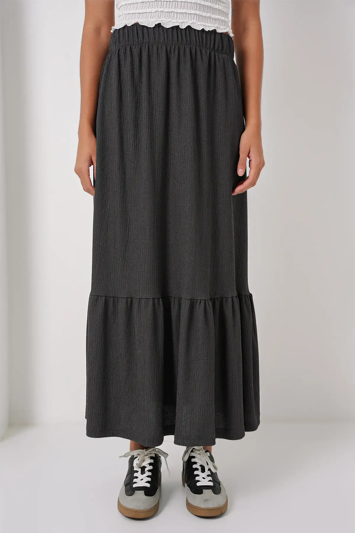 1886 Uzun Örme Etek - Antrasit