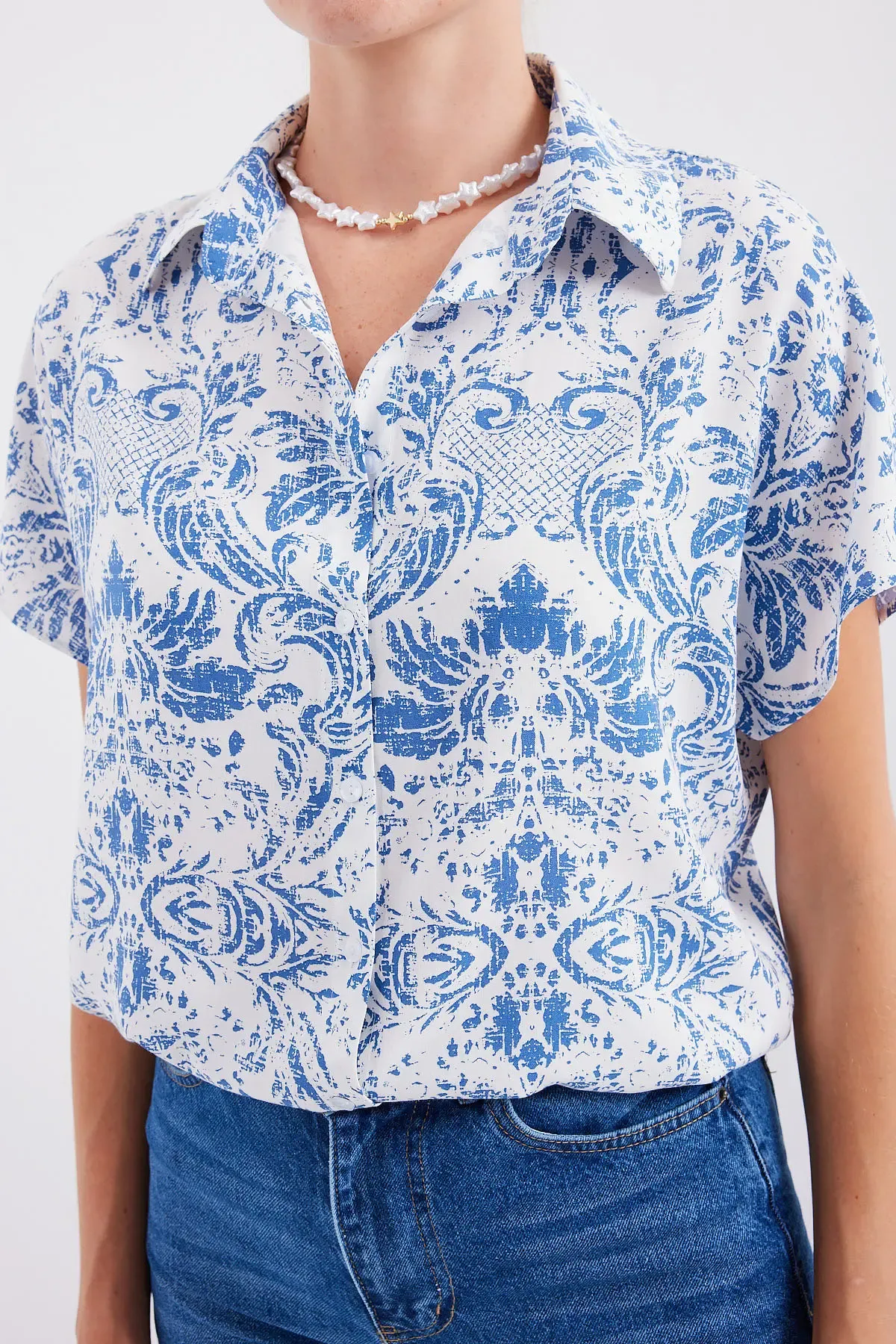 3711 Yarım Kol Gömlek - D.Mavi