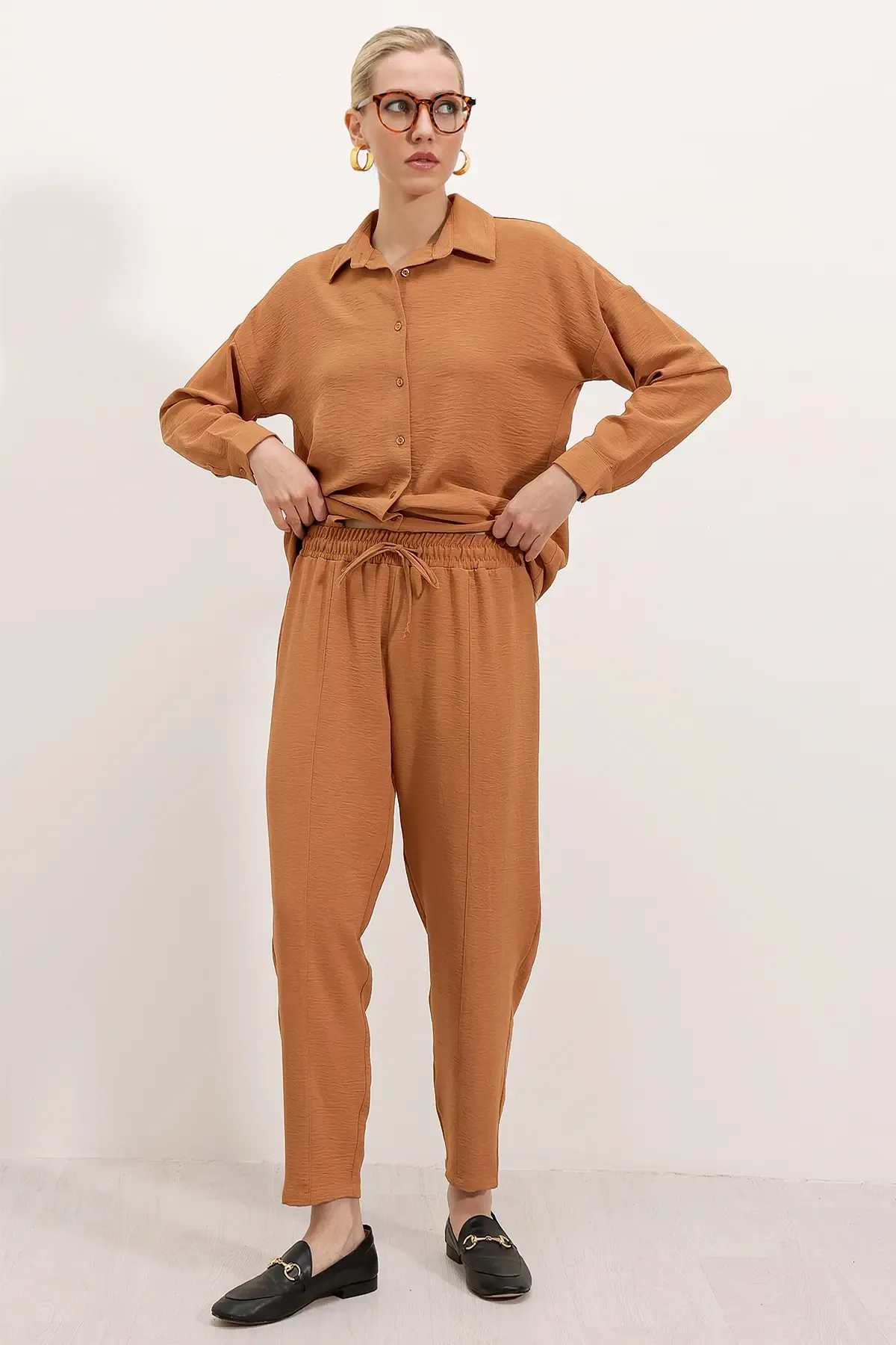 6593 Oversize İkili Takım - Taba