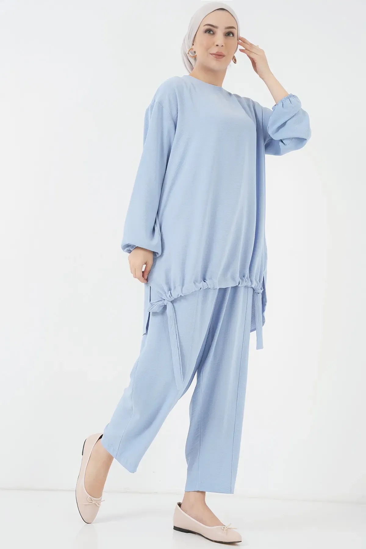6682 Tunik Pantolon İkili Takım - Mavi