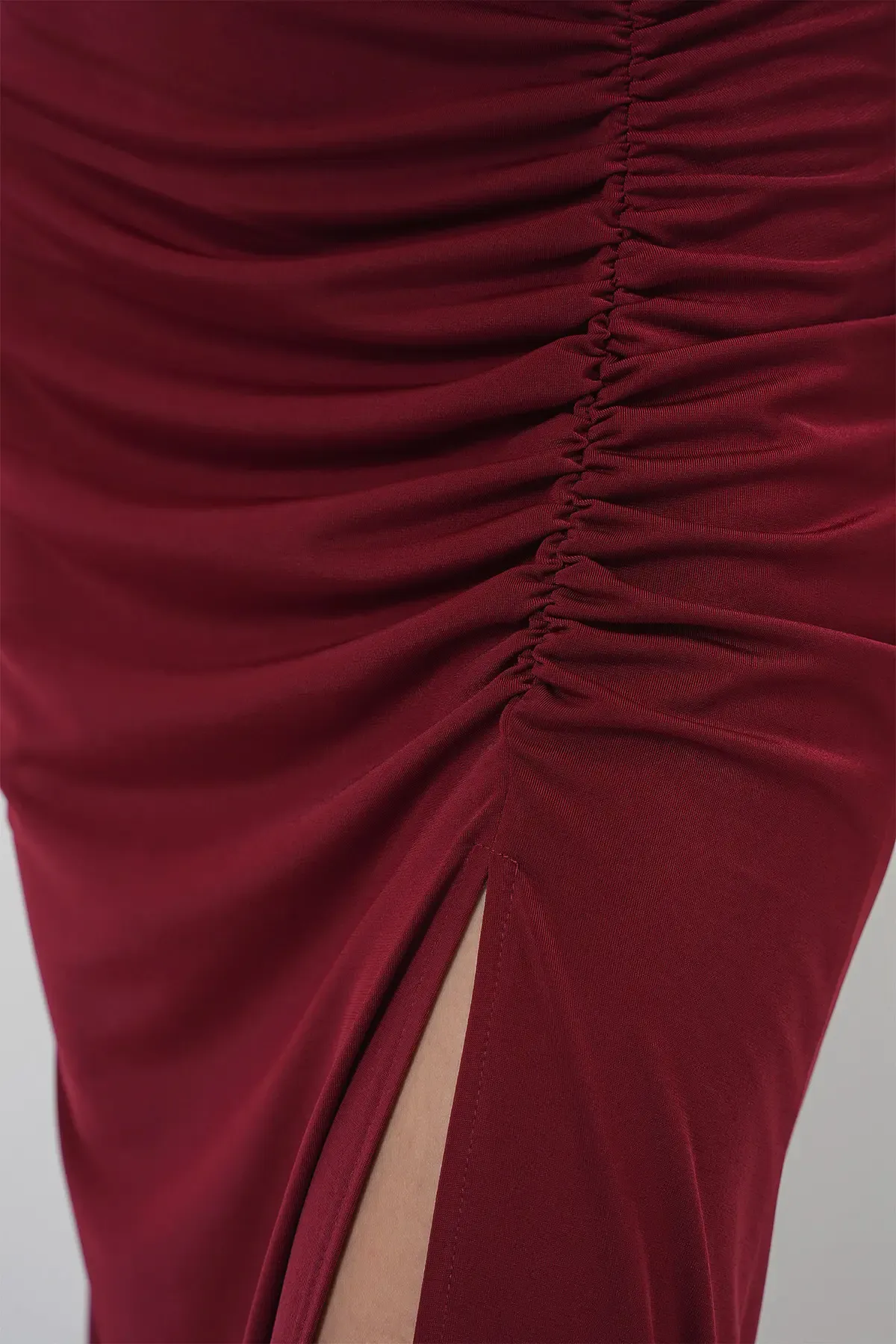 8033 Sandy Yırtmaçlı Etek - Bordo