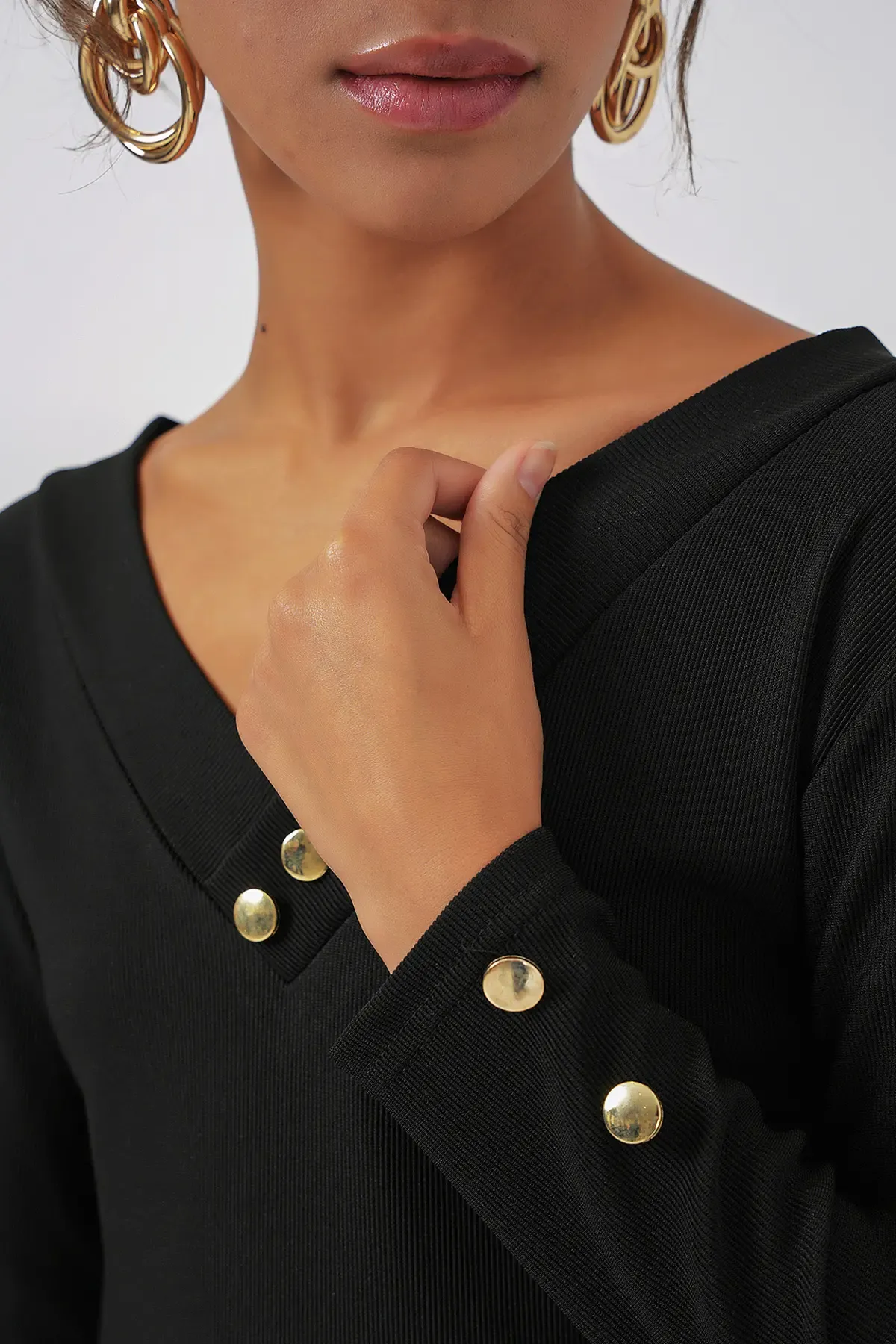 923 Uzun Kollu Body - Siyah