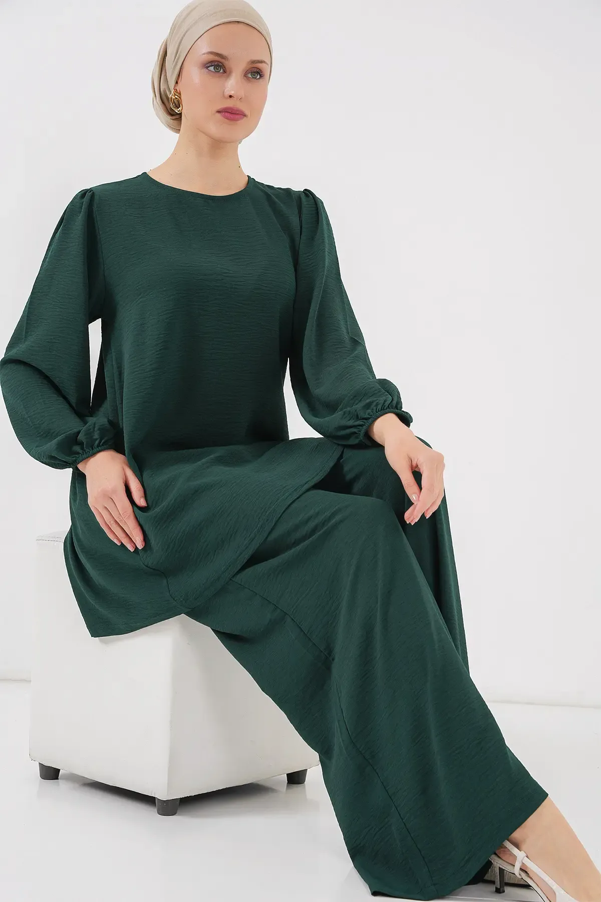 Ayrobin Tunik Pantolon Alt Üst Takım 6712 - Zümrüt Yeşili