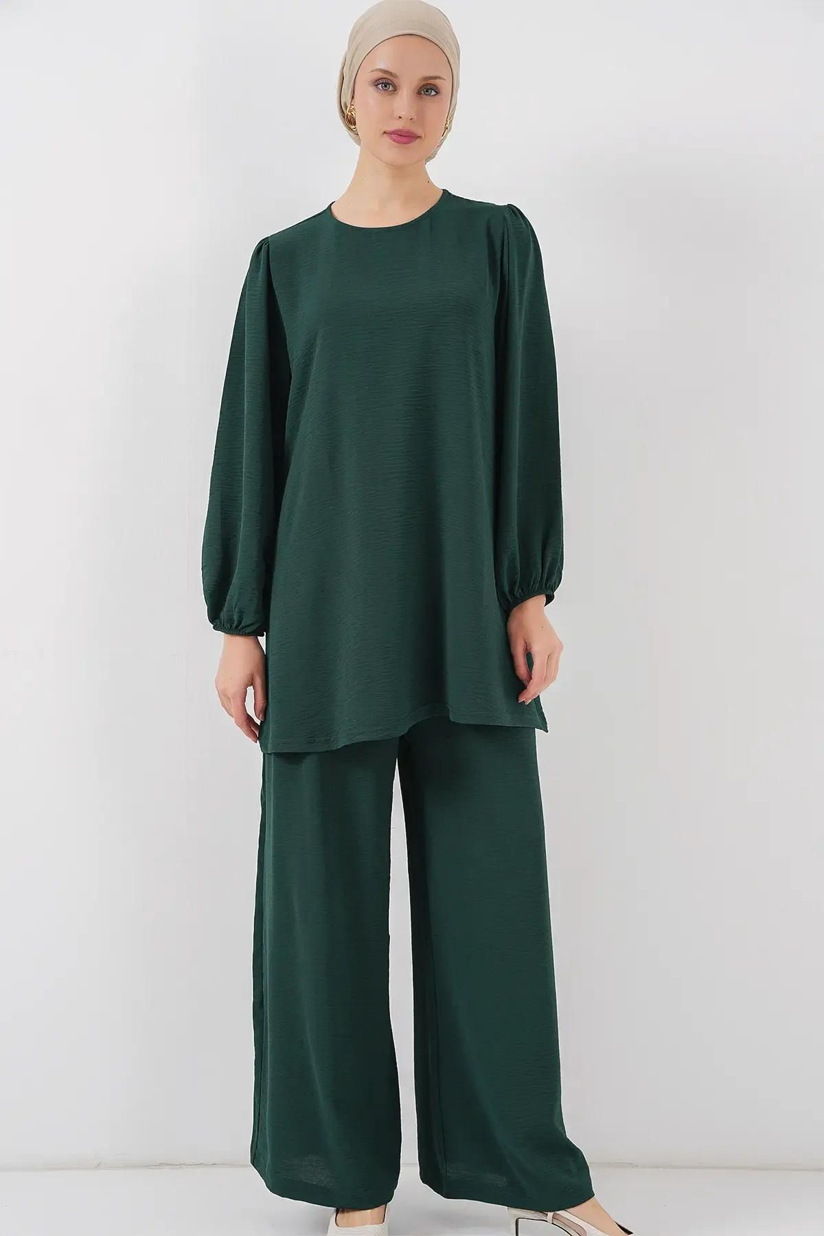 Ayrobin Tunik Pantolon Alt Üst Takım 6712 - Zümrüt Yeşili