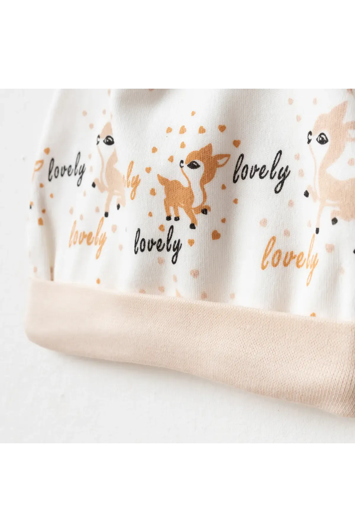 Aziz Bebe Kız Bebek % 100 Pamuk Zıbın Pantolon Bere 3 lü Alt Üst Bebek Takımı 0 Ay-6 Ay