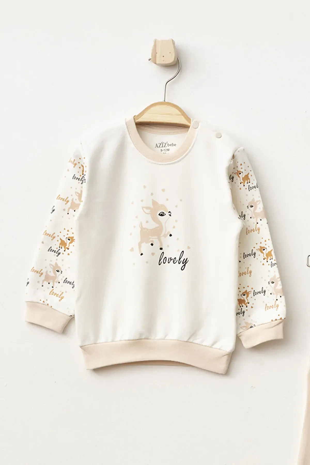 Aziz Bebe Kız Bebek Animal Desenli Sweatshirt Pantolon 2  li Alt Üst Bebek Takımı 3 Ay - 36 Ay