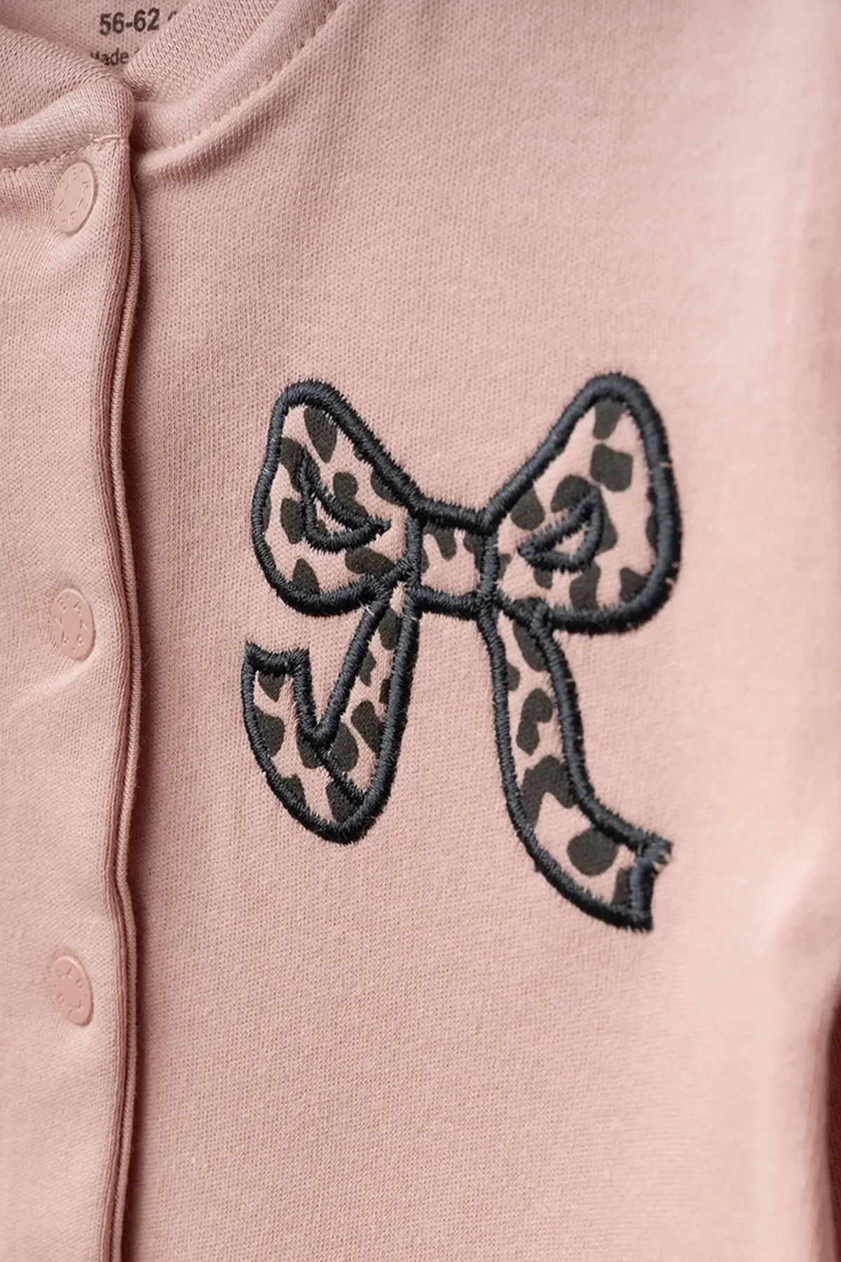 Aziz Bebe Kız Bebek Çıtçıtlı Fiyonk Nakişli %100 Pamuk Tulum 0 Ay 6 Ay