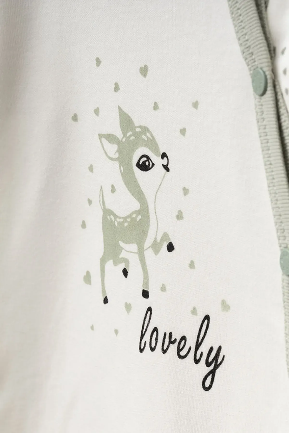 Aziz Bebe Kız Bebek Çıtçıtlı Geyik Desenli Tulum 0 Ay 6 Ay