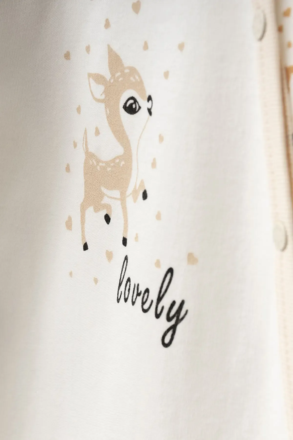 Aziz Bebe Kız Bebek Çıtçıtlı Geyik Desenli Tulum 0 Ay 6 Ay