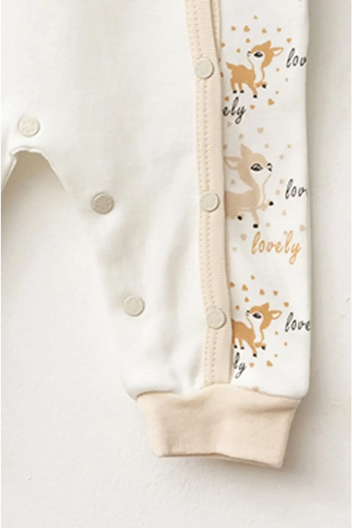 Aziz Bebe Kız Bebek Çıtçıtlı Geyik Desenli Tulum 0 Ay 6 Ay