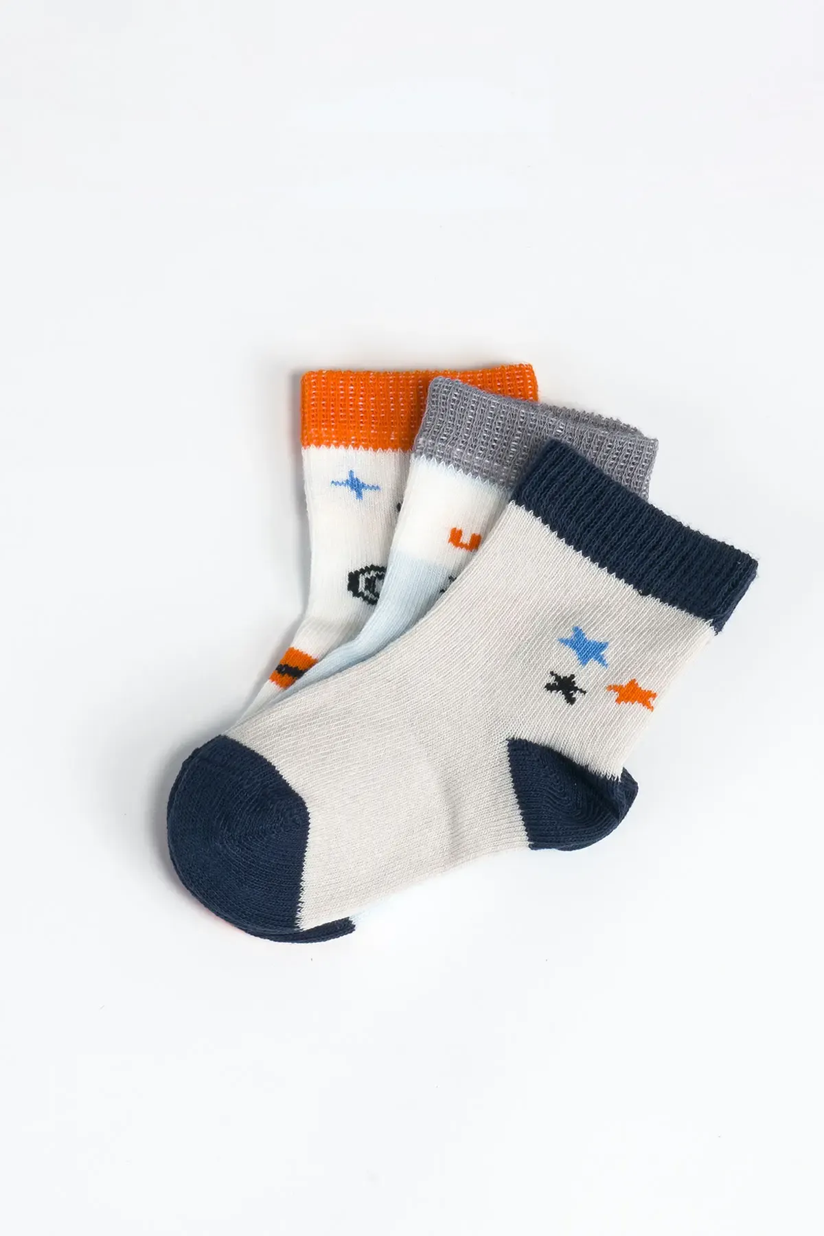 Erkek Bebek Basic Dikişsiz 3  lü Soket Çorap 0 Ay - 36 Ay