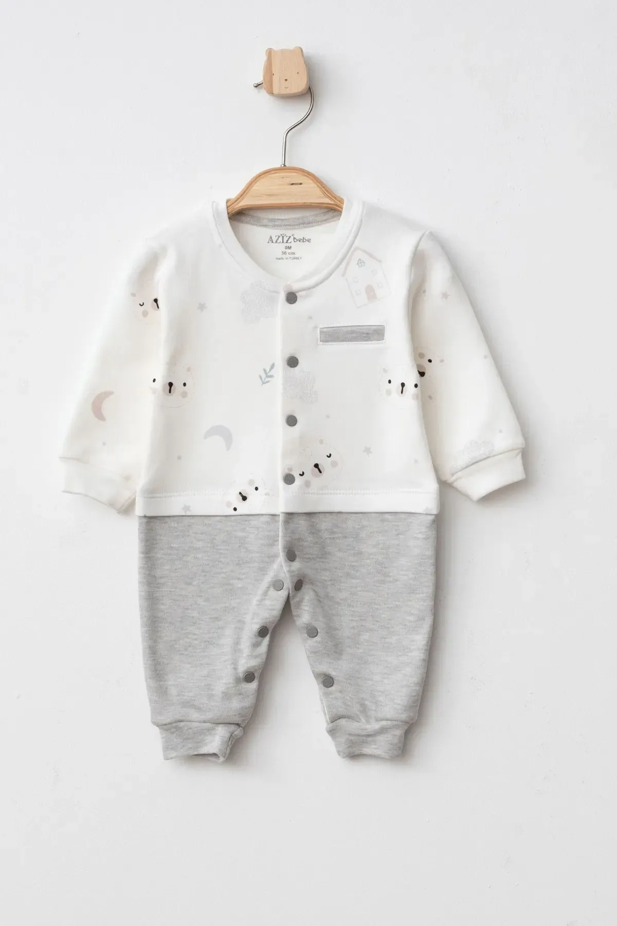 Erkek Bebek Çıtçıtlı Desenli Tulum 0 Ay - 6 Ay