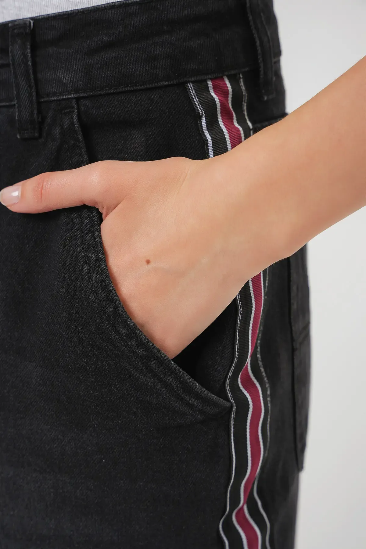 Kadın Baggy Kot Pantolon 6700 - Siyah