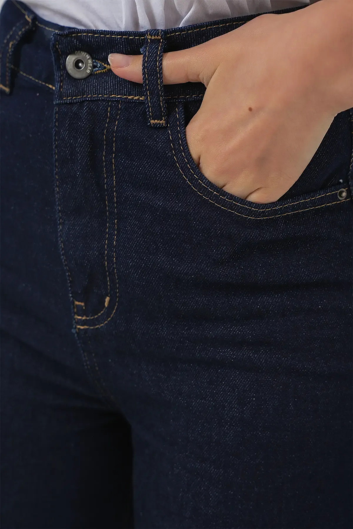 Kadın Bol Paça Yüksek Bel Palazzo Kot Pantolon 6656 - K. Lacivert