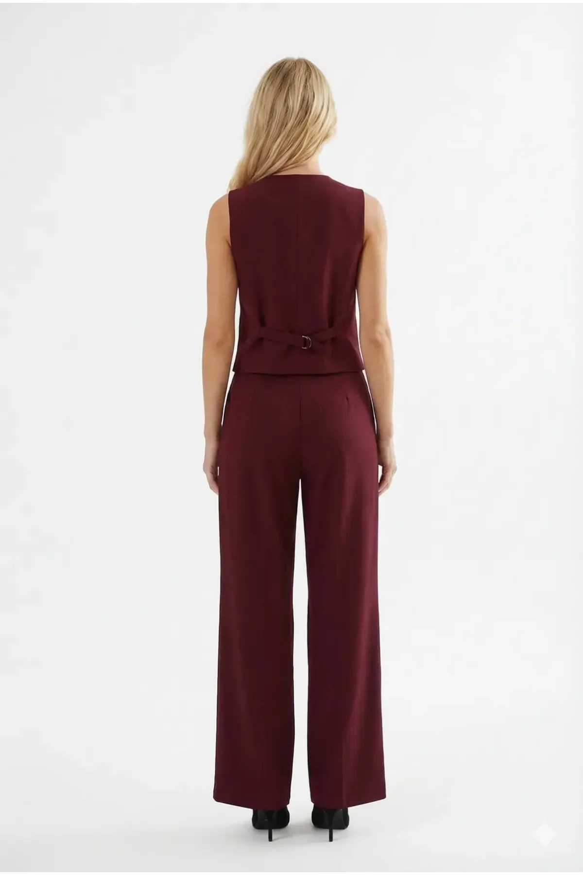 Kadın Bordo Yelek Pantolon Takım HZL25S-BD167091