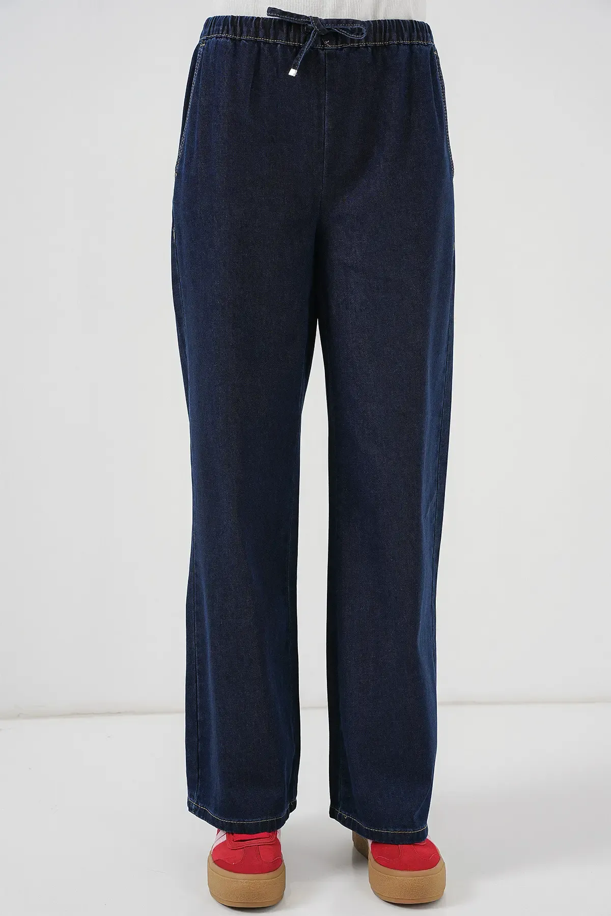 Kadın Geniş Paça Kot Pantolon 6706 - Lacivert