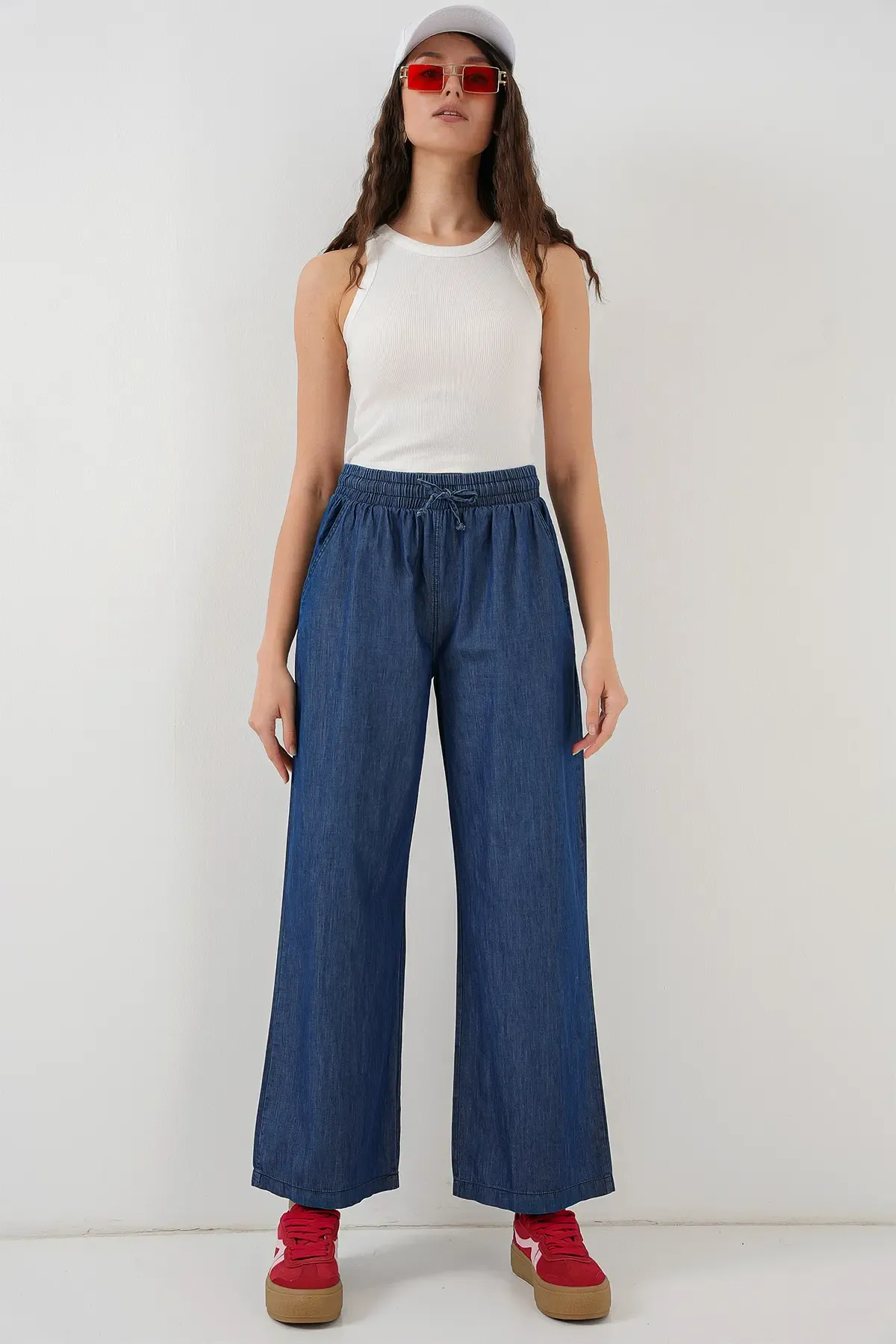 Kadın Rahat Kalıp Kot Pantolon 6707 - Lacivert