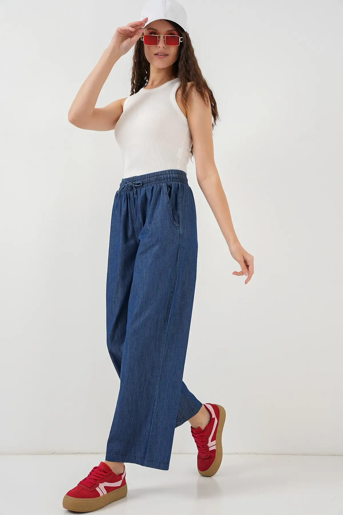 Kadın Rahat Kalıp Kot Pantolon 6707 - Lacivert