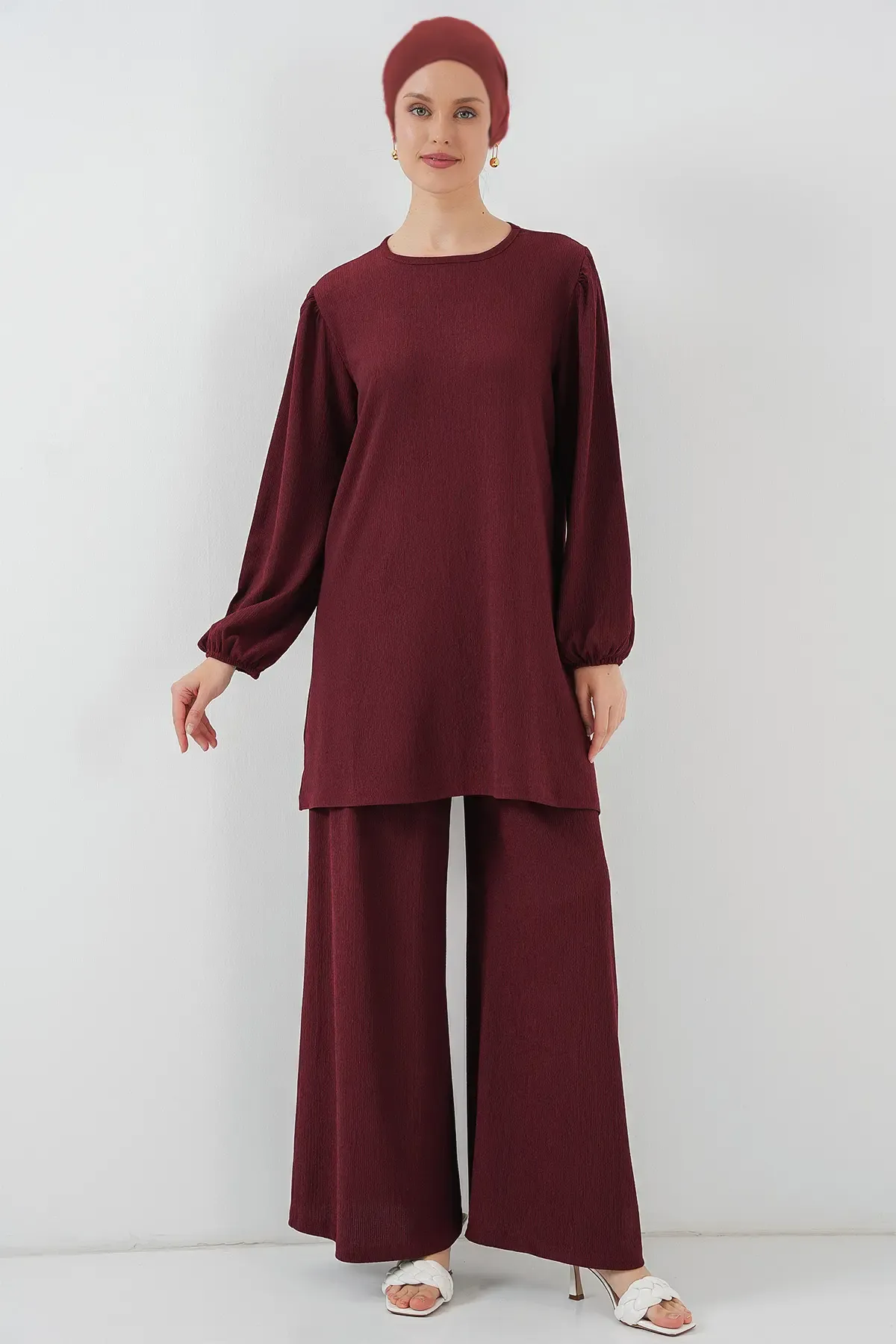Kadın Tunik Pantolon Alt Üst Takım 6663 - Bordo