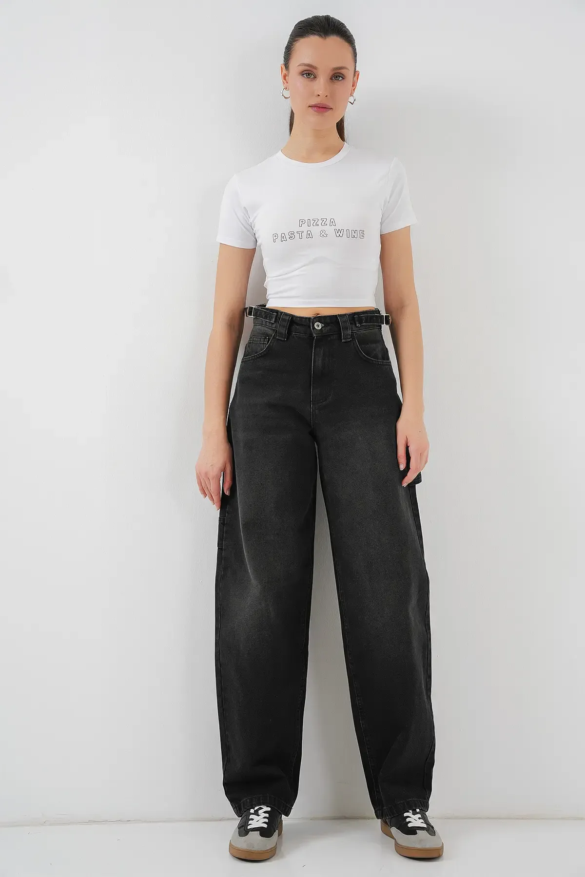 Kadın Yüksek Bel Kot Pantolon 6701 - Siyah