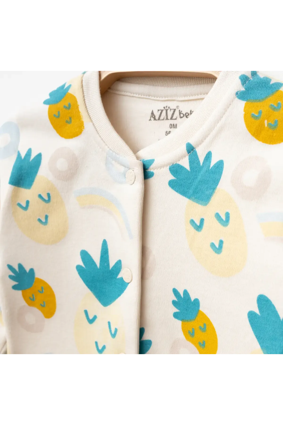 Kız Bebek Ananas Desenli Hırka Pantolon Bere 3  lü Alt Üst Bebek Takımı 0 Ay - 6 Ay