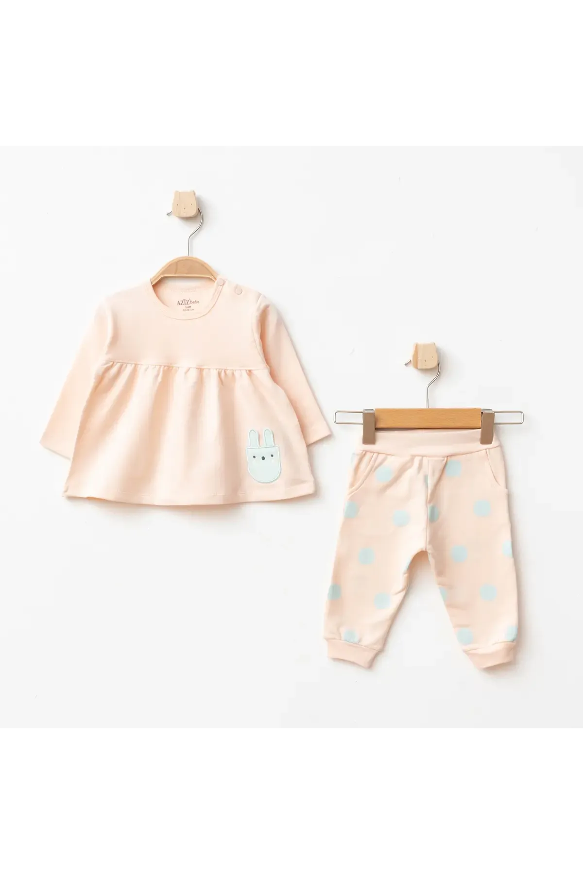 Kız Bebek Animal Desenli % 100 Pamuk Sweatshirt Pantolon 2  li Alt Üst Bebek Takımı 3 Ay-36 Ay