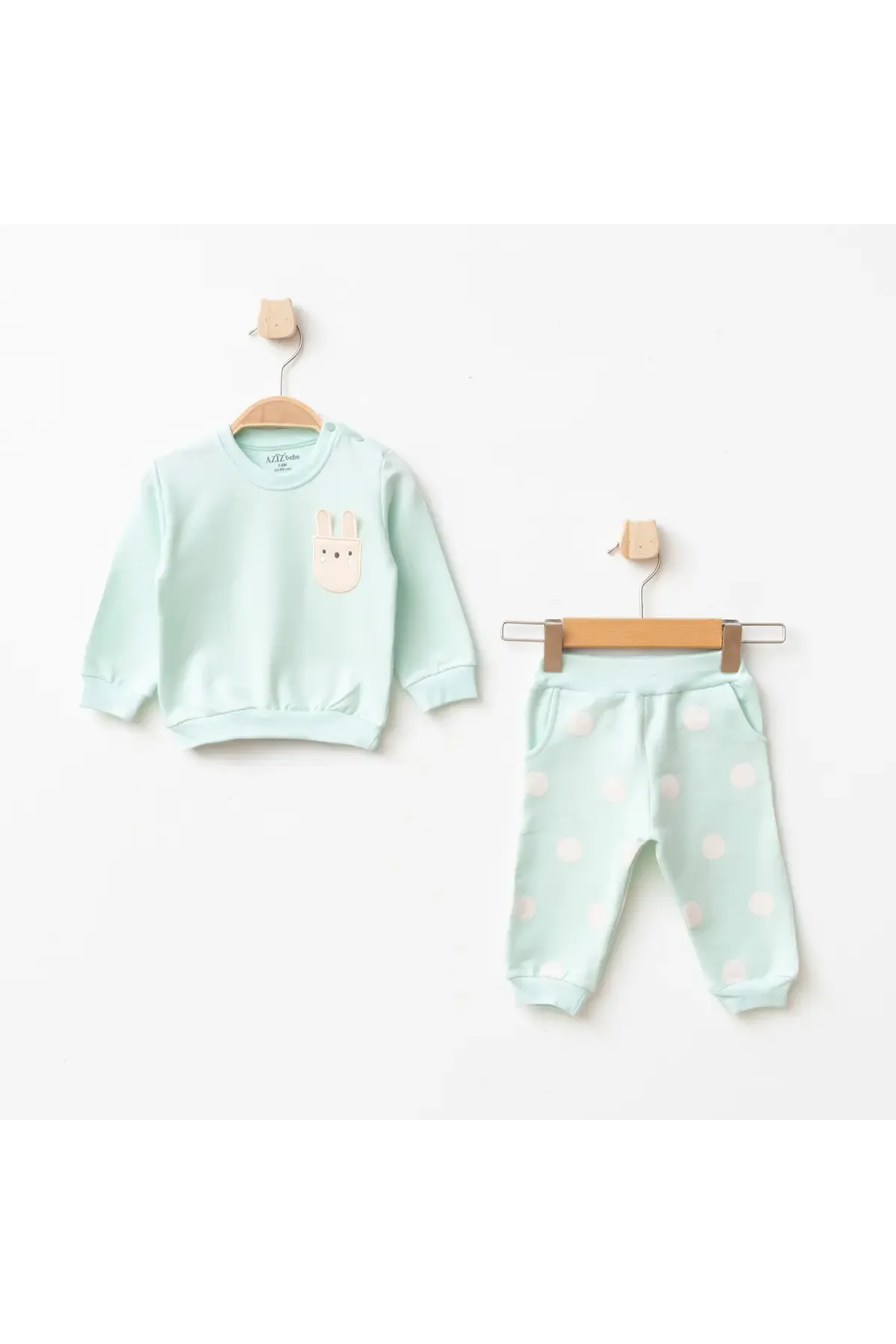 Kız Bebek Animal Desenli % 100 Pamuk Sweatshirt Pantolon 2  li Alt Üst Bebek Takımı 3 Ay-36 Ay