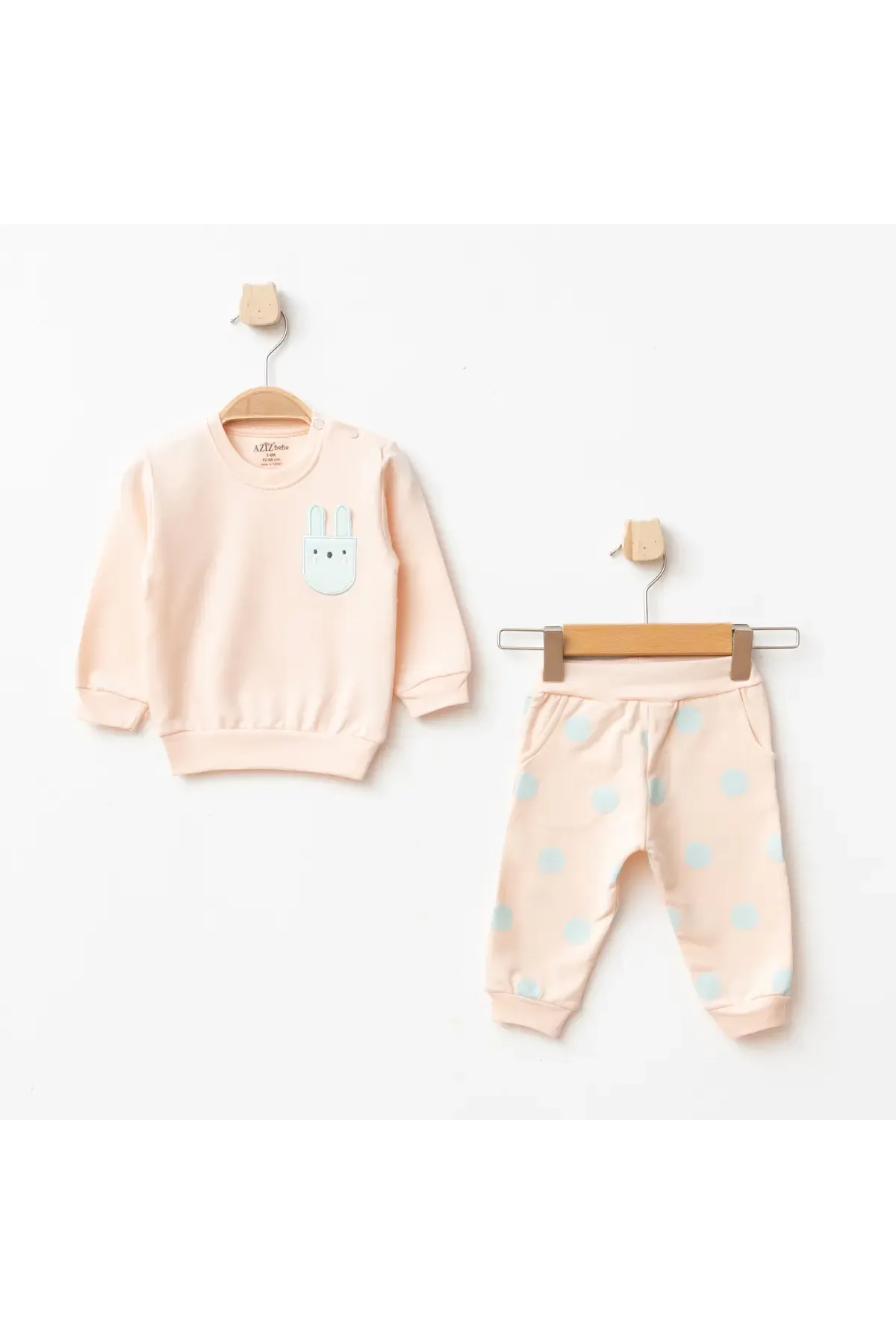 Kız Bebek Animal Desenli % 100 Pamuk Sweatshirt Pantolon 2  li Alt Üst Bebek Takımı 3 Ay-36 Ay