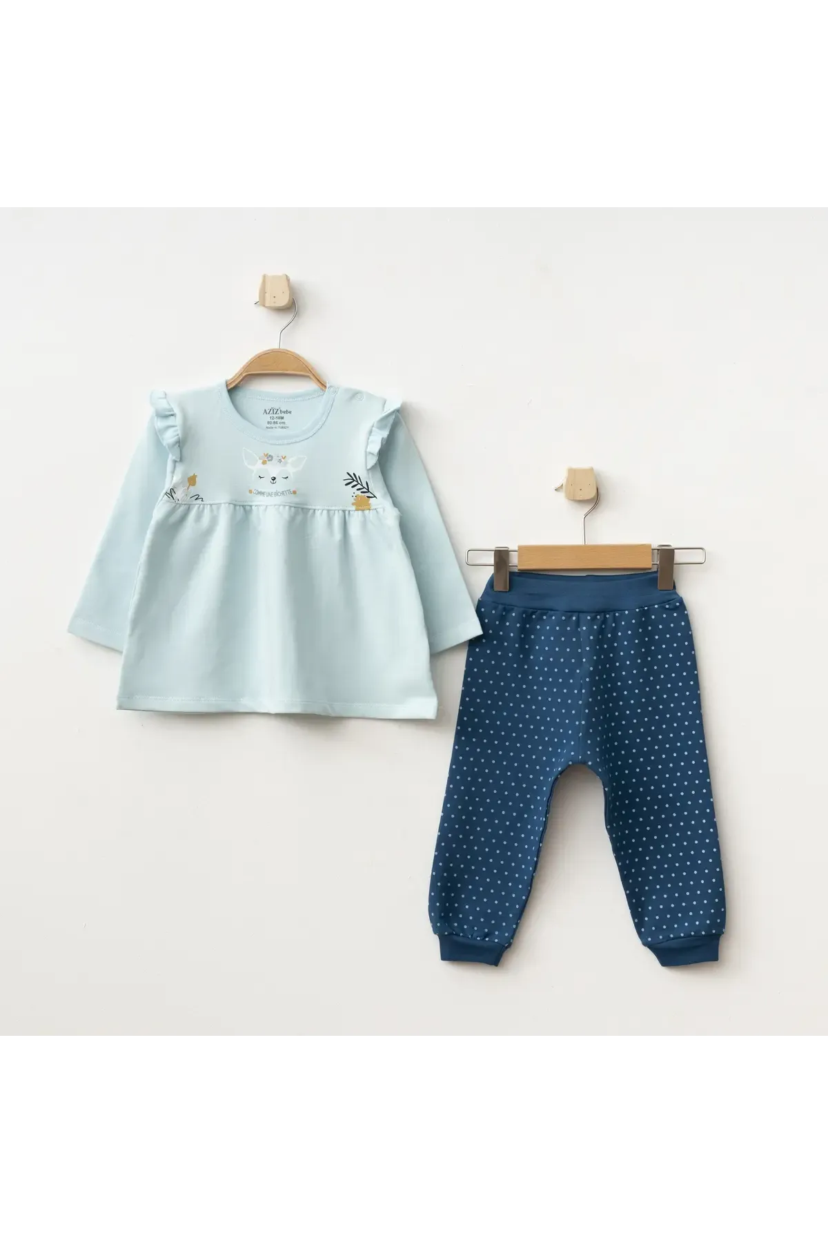 Kız Bebek Animal Desenli Sweatshirt Pantolon 2  li Alt Üst Bebek Takımı 3 Ay-36 Ay