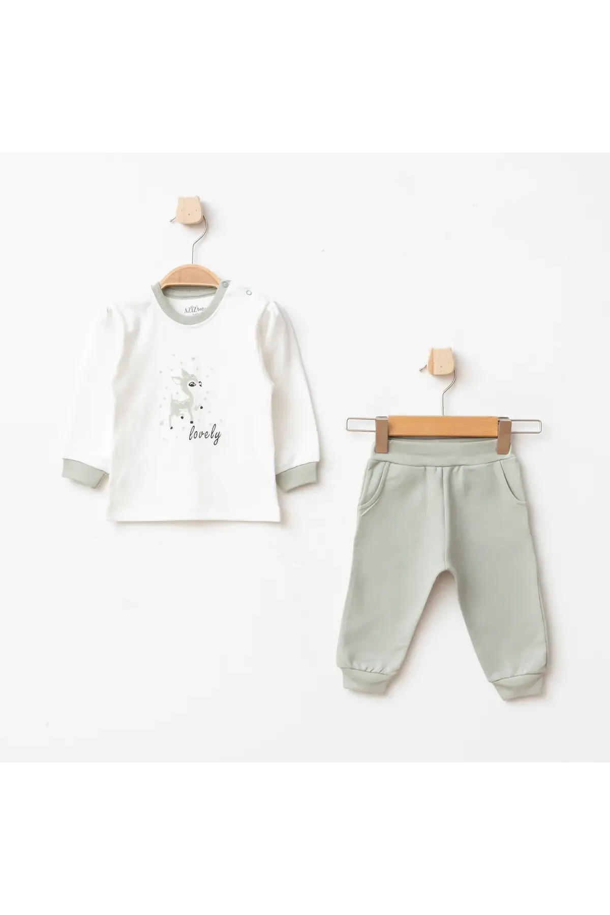 Kız Bebek Animal Desenli Sweatshirt Pantolon T-shirt 3 lü Alt Üst Bebek Takımı 3 Ay-36 Ay