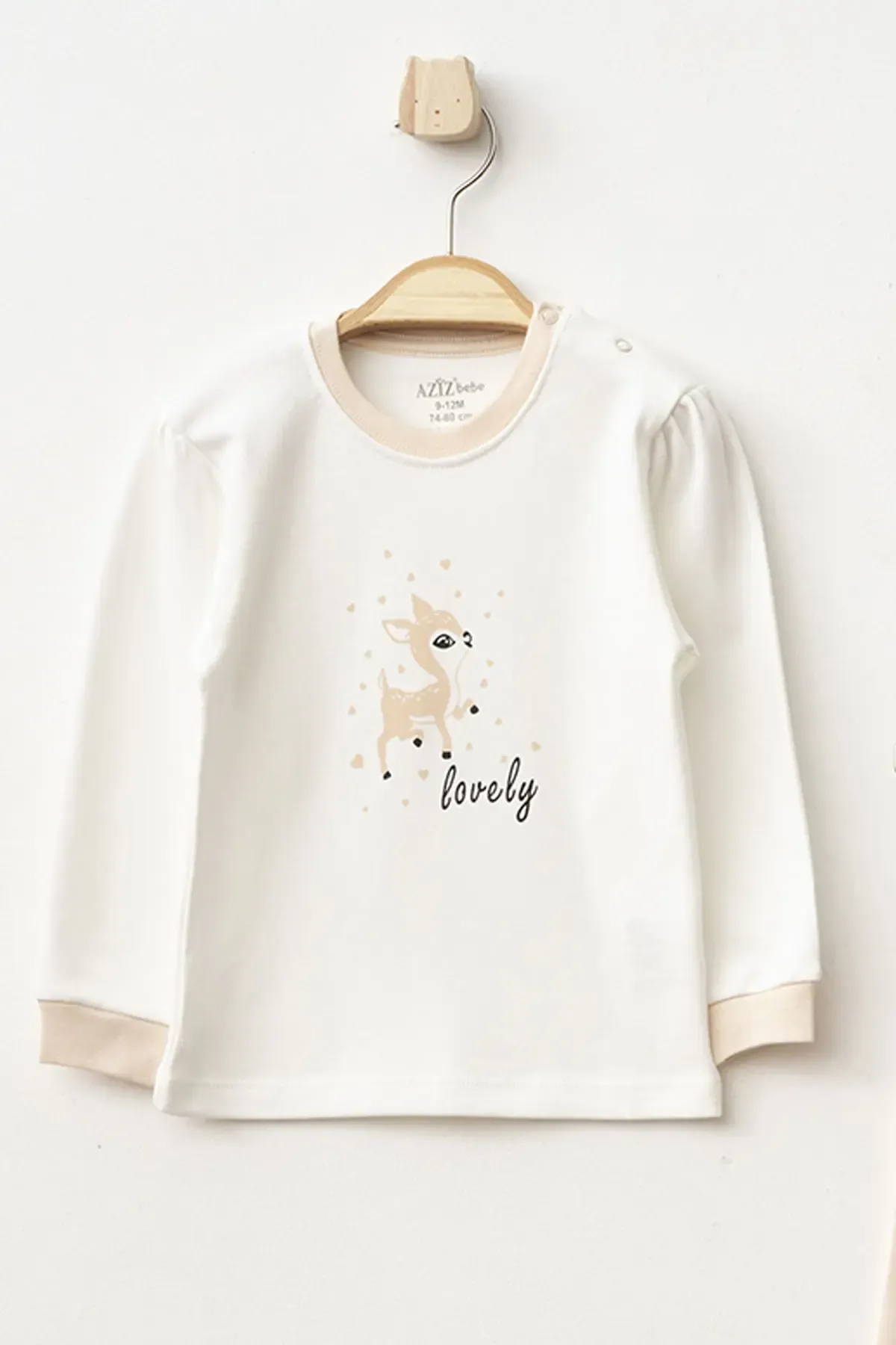 Kız Bebek Animal Desenli Sweatshirt Pantolon T-shirt 3 lü Alt Üst Bebek Takımı 3 Ay-36 Ay
