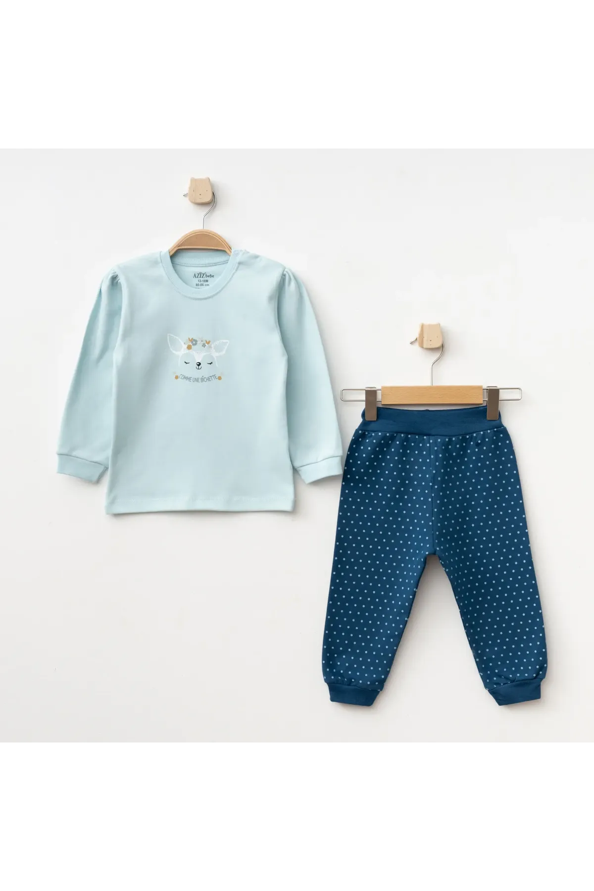 Kız Bebek Animal Desenli Sweatshirt Pantolon T-shirt 3 lü Alt Üst Bebek Takımı 3 Ay-36 Ay