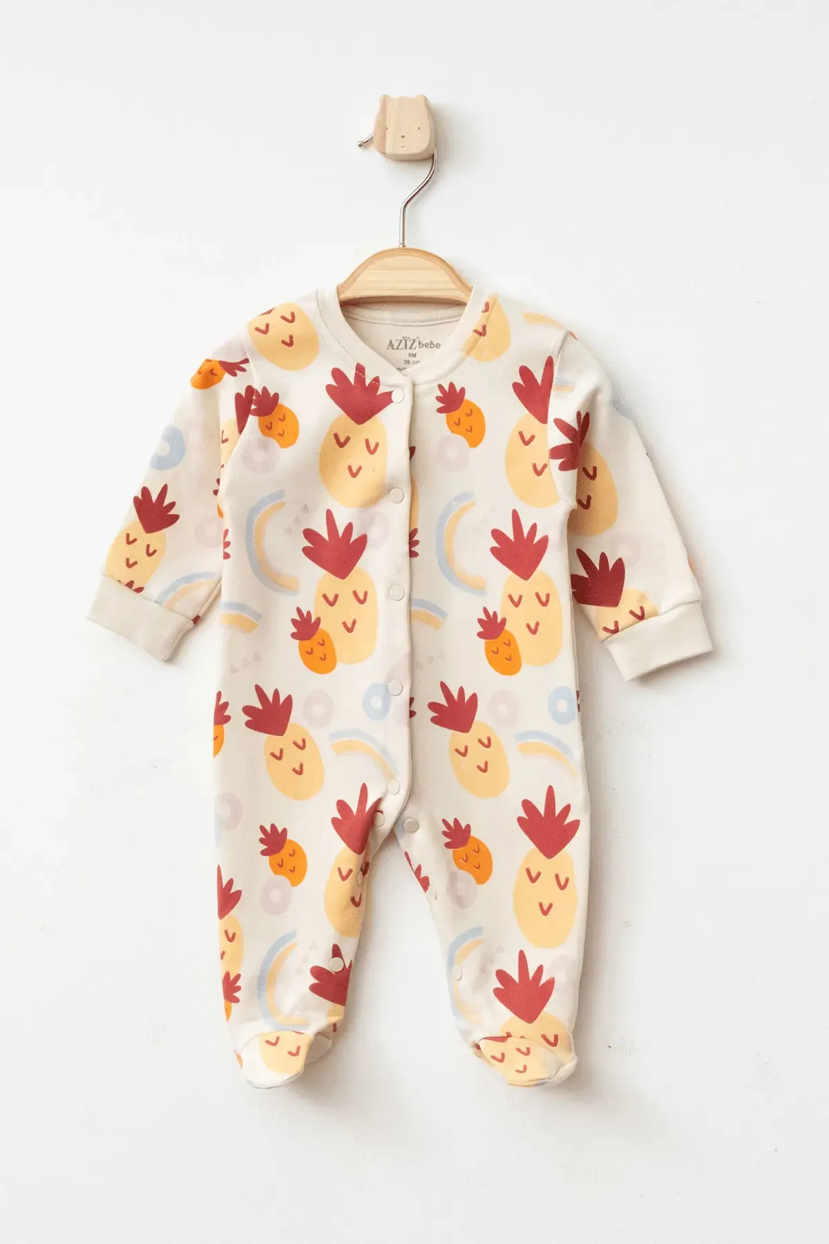 Kız Bebek Çıtçıtlı Ananas Desenli Patikli Tulum 0 Ay - 6 Ay