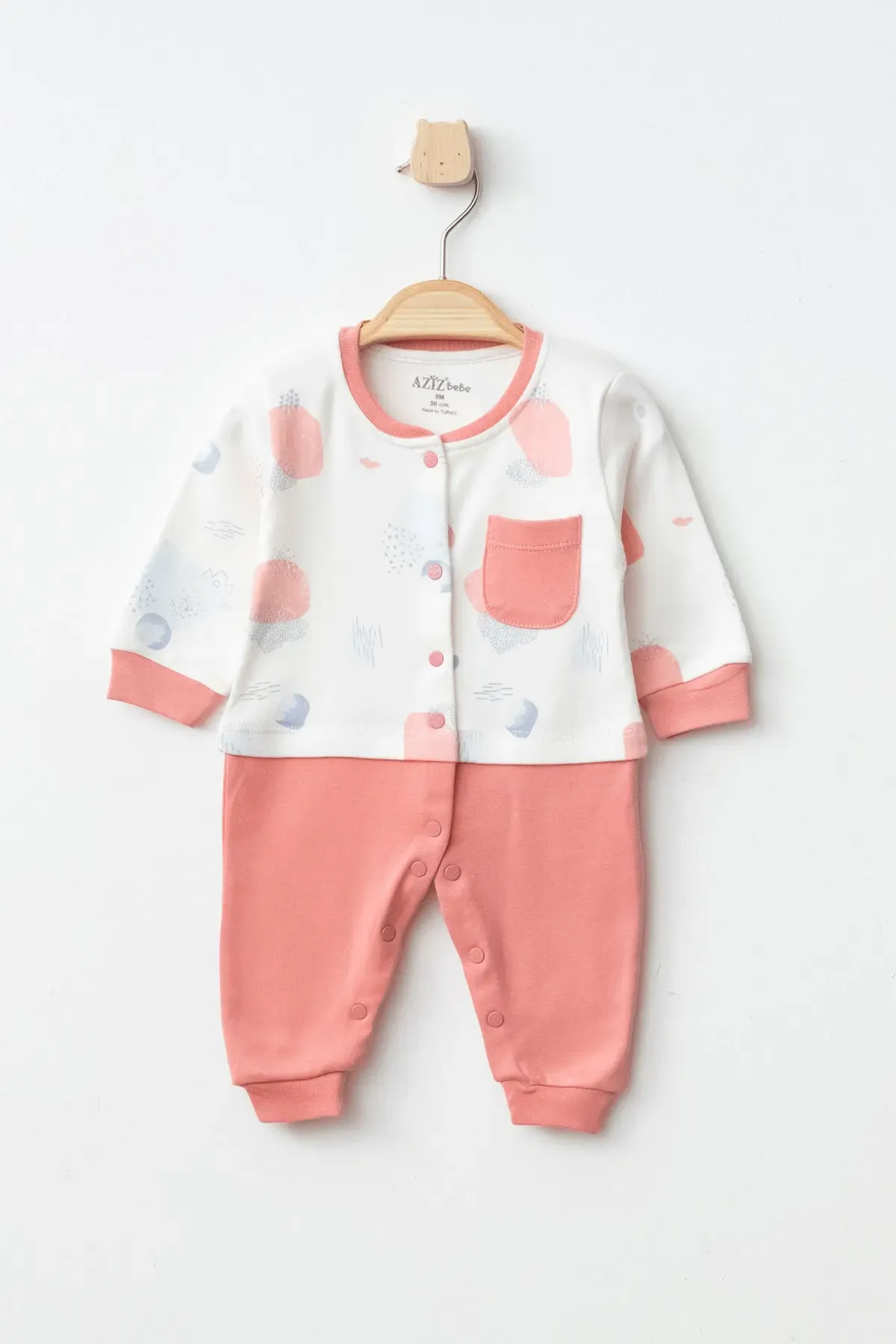 Kız Bebek Çıtçıtlı Desenli Tulum 0 Ay - 6 Ay