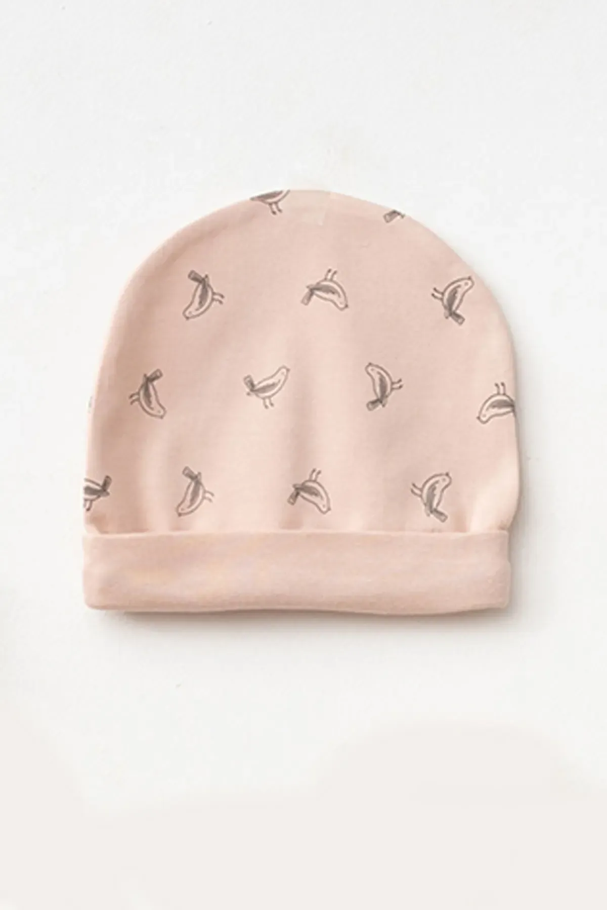 Kız Bebek Kuş Desenli Zıbın Pantolon Bere 3 lü Alt Üst Bebek Takımı 0 Ay-6 Ay