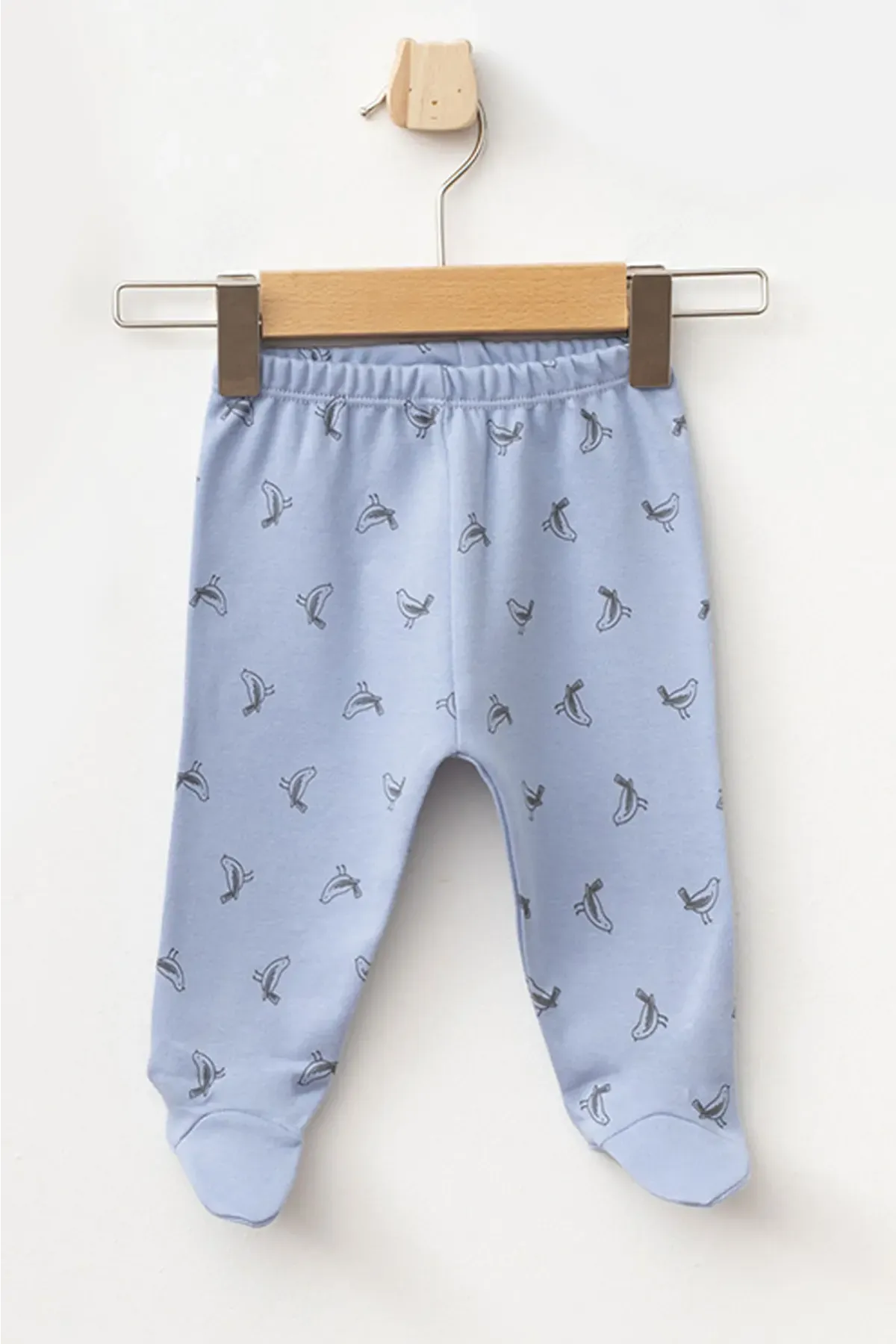 Kız Bebek Kuş Desenli Zıbın Pantolon Bere 3 lü Alt Üst Bebek Takımı 0 Ay-6 Ay