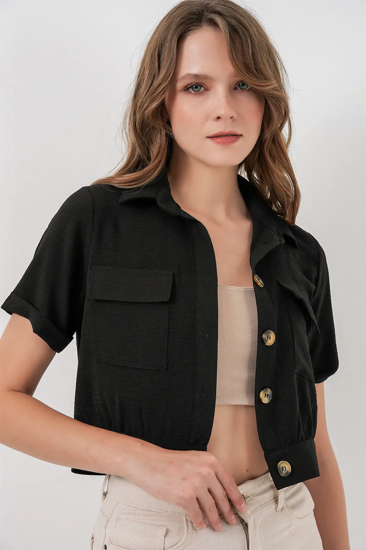 0663 Crop Ceket - Siyah