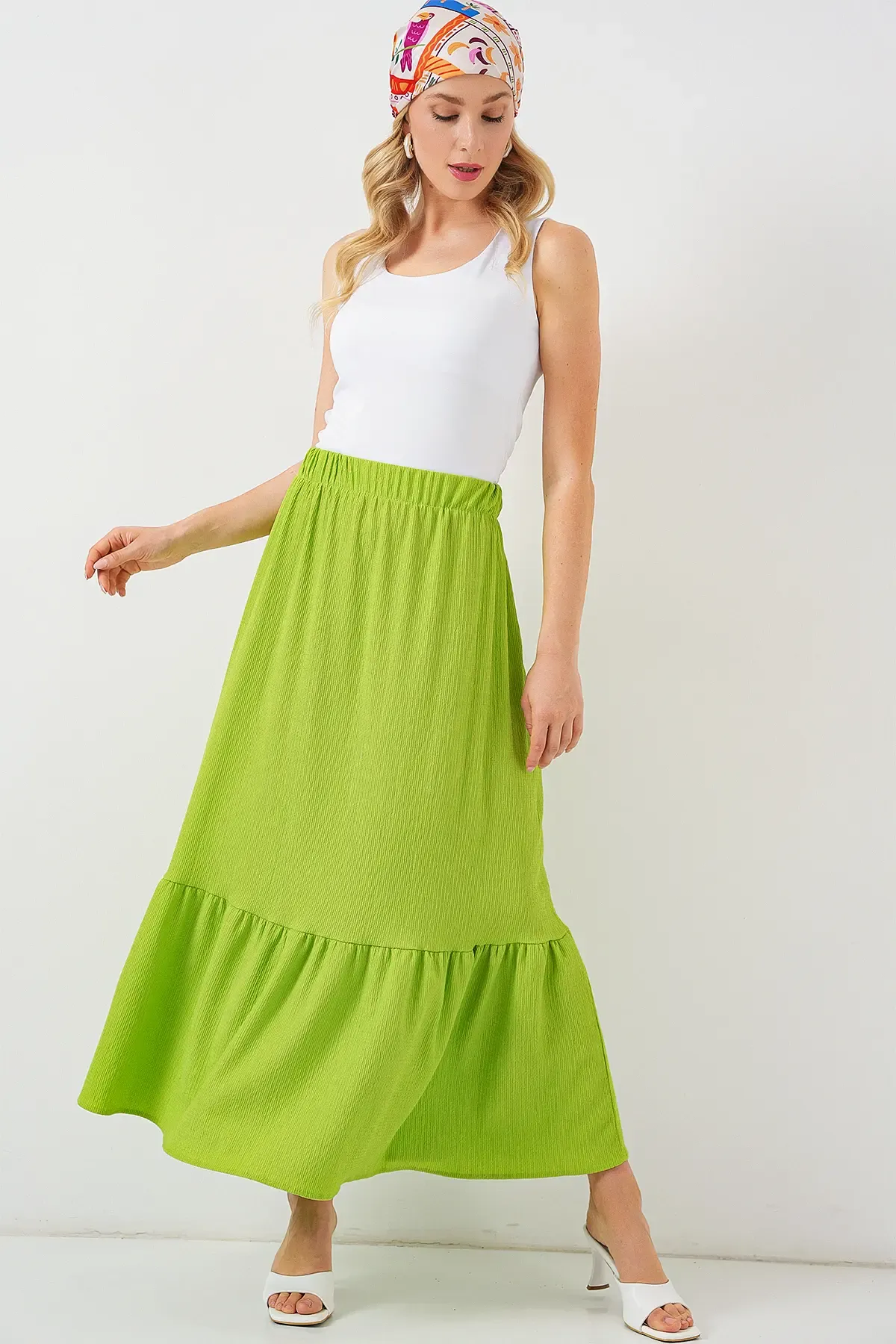 1886 Uzun Örme Etek - E.Yeşil