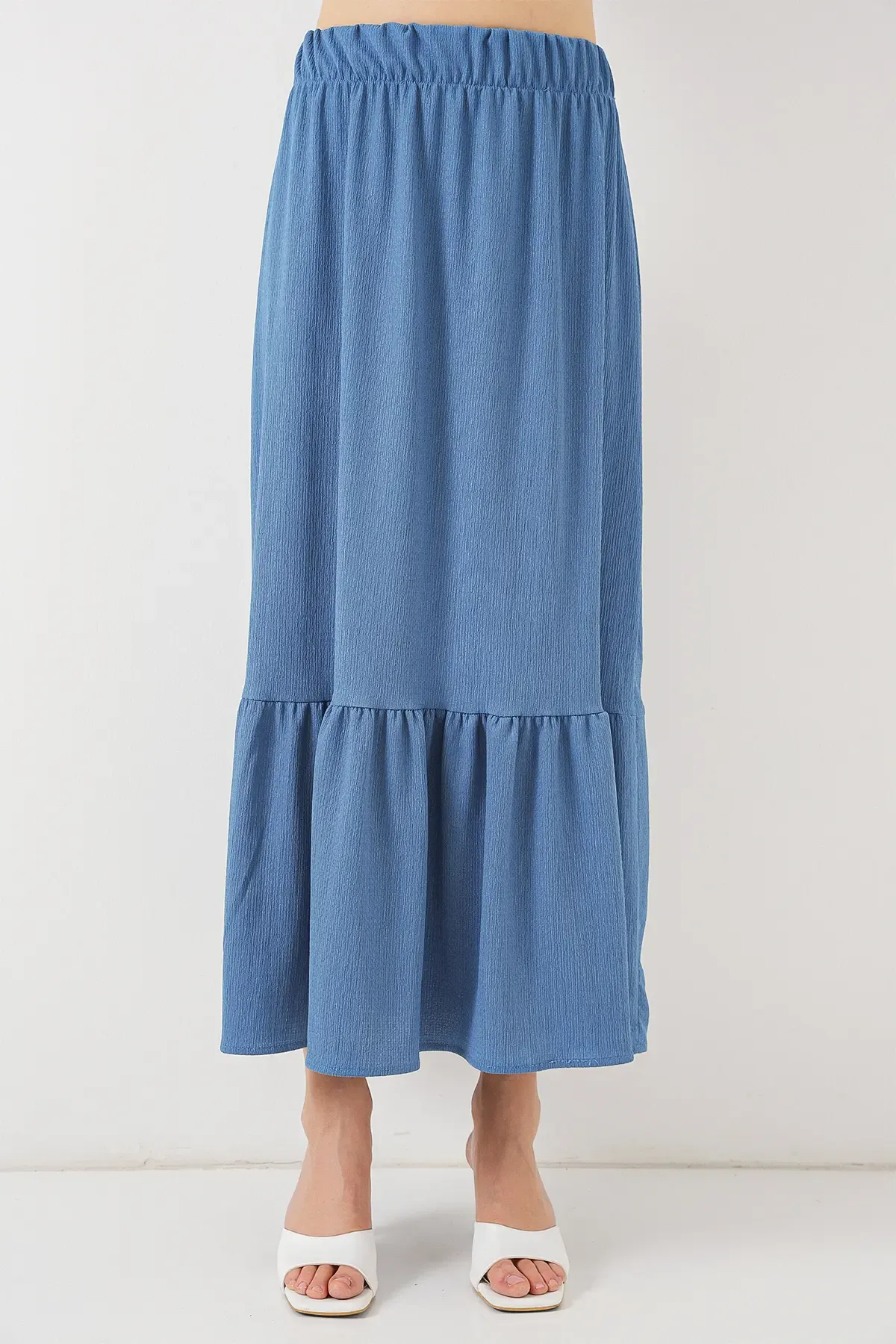 1886 Uzun Örme Etek - İndigo