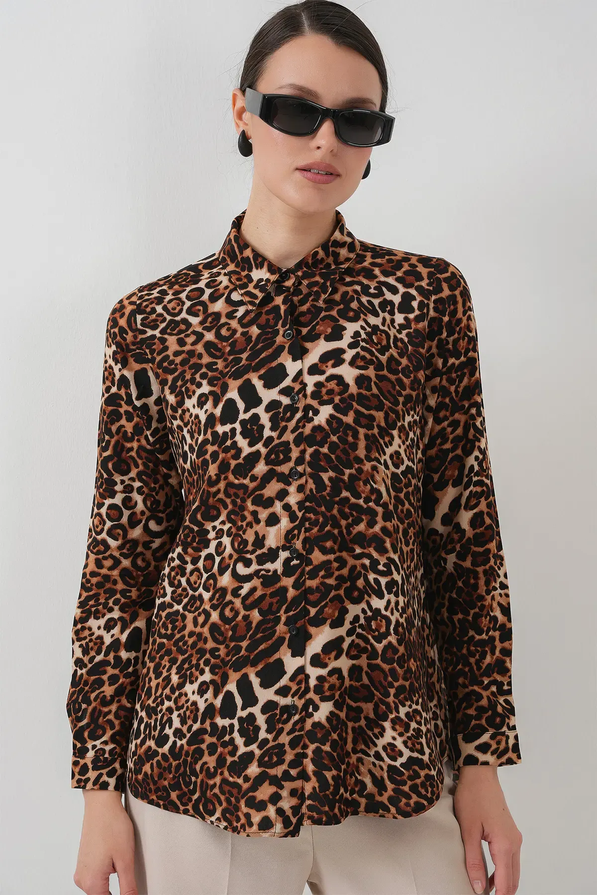 3721 Grafik Desenli Gömlek - C. Kahverengi