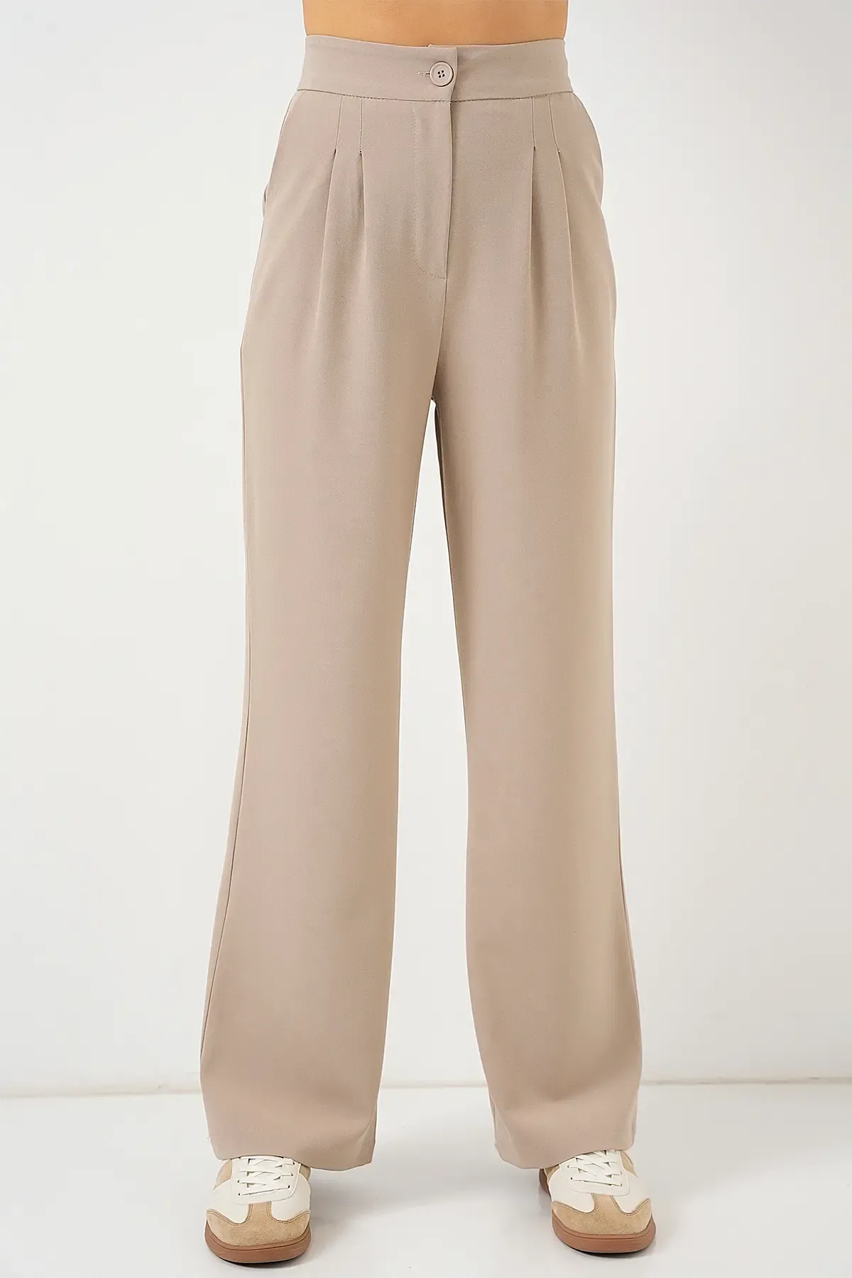 6638 Yüksek Bel Palazzo Pantolon - A.Bej