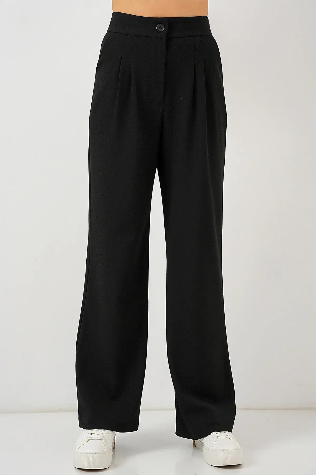 6638 Yüksek Bel Palazzo Pantolon - D. Siyah