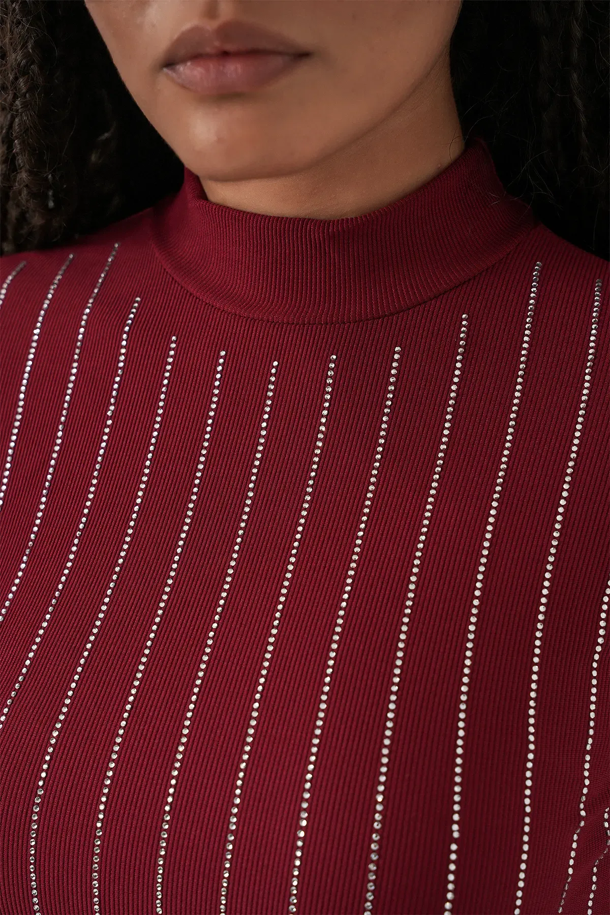 922 Taşlı Body - Bordo