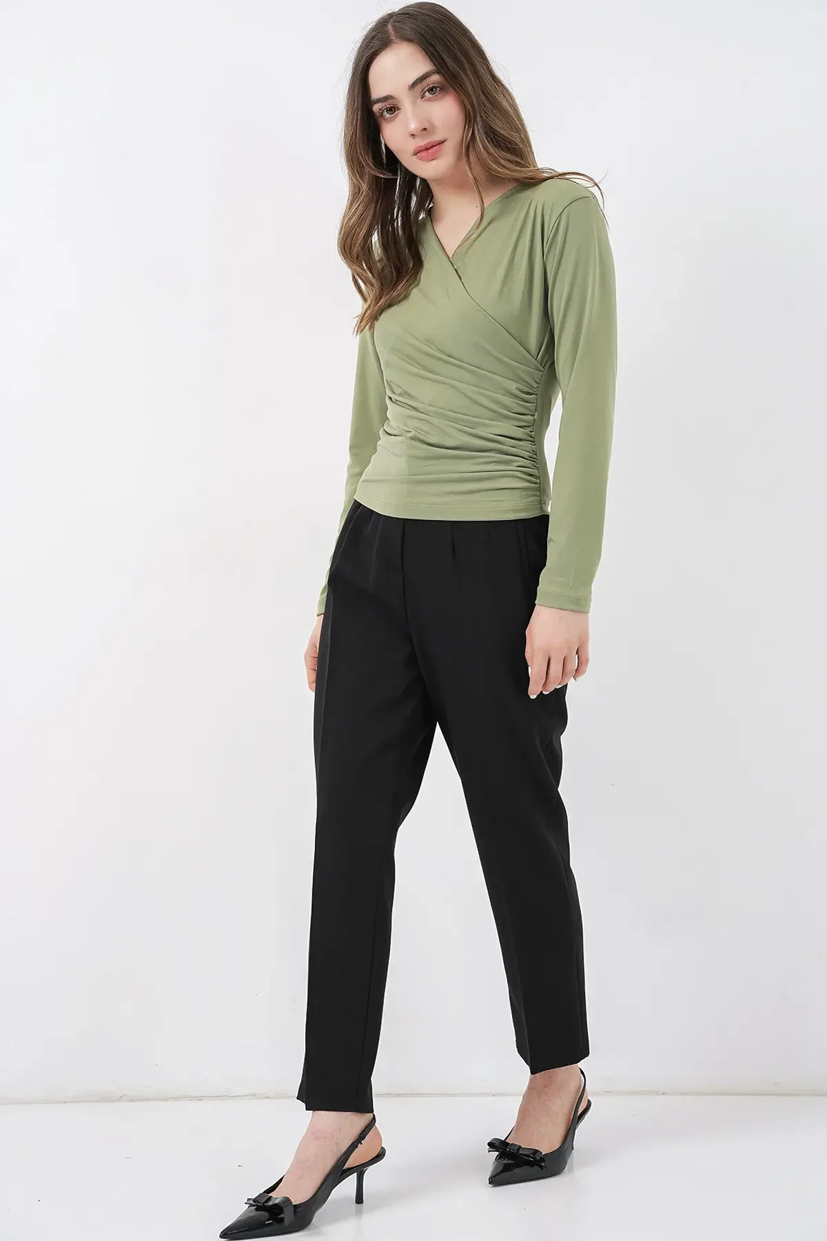 939 Anvelop Yaka Sandy Bluz - Çağla