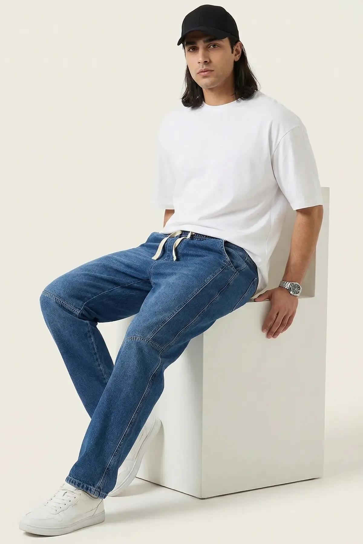 Erkek Rahat Kesim Baggy Jean Pantolon 30074 - Lacivert