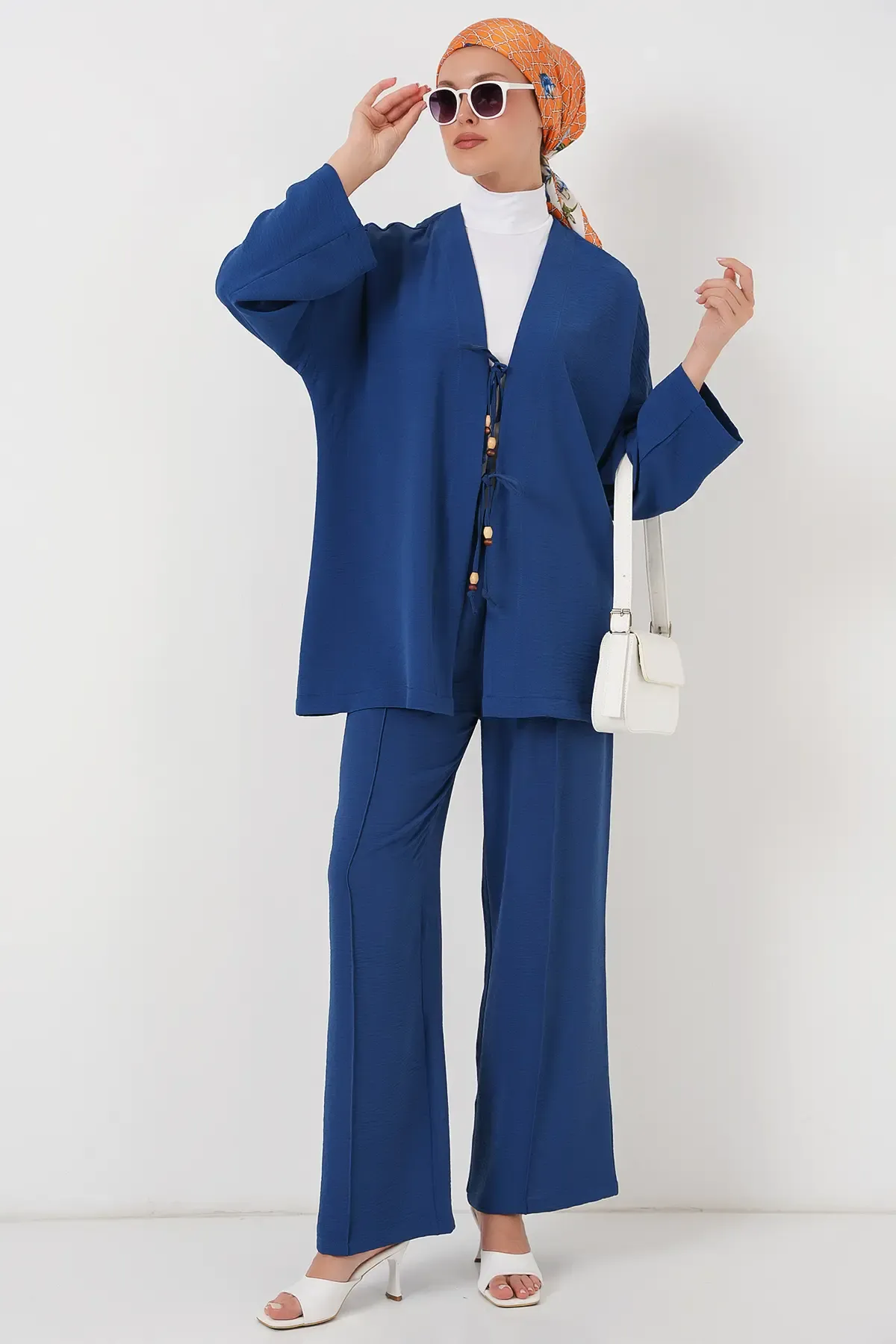 Kadın Ayrobin Kimono Pantolon İkili Takım 6739 - İndigo