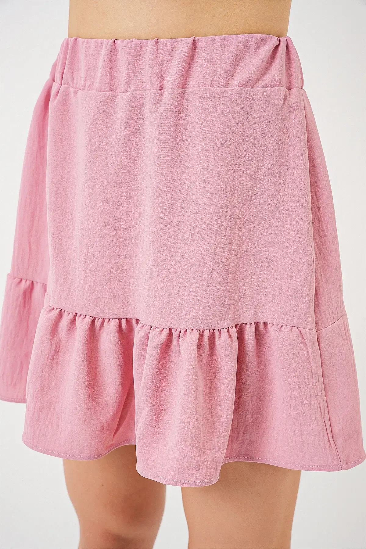 Kadın Ayrobin Mini Etek 8054 - Pudra