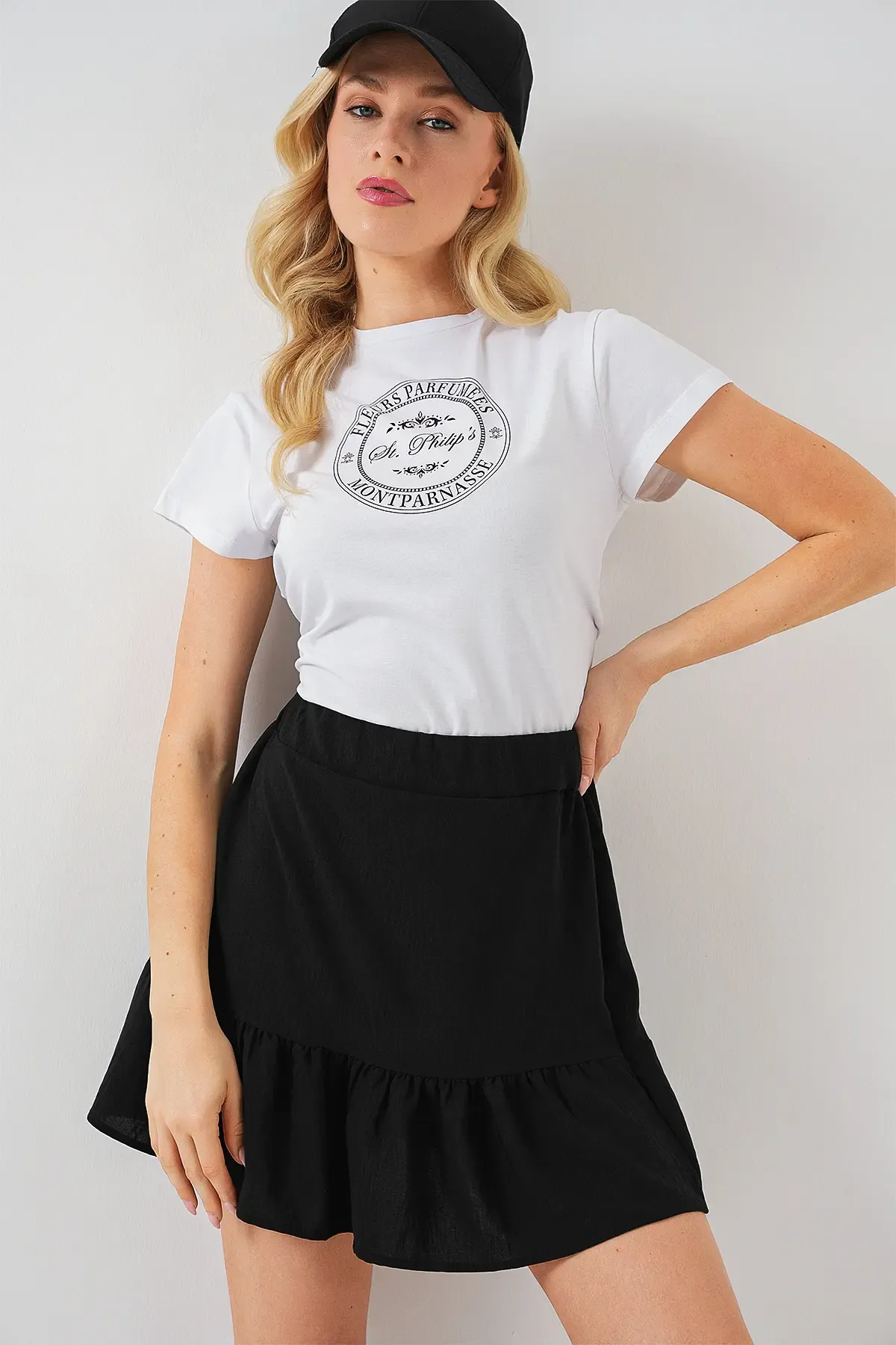 Kadın Ayrobin Mini Etek 8054 - Siyah