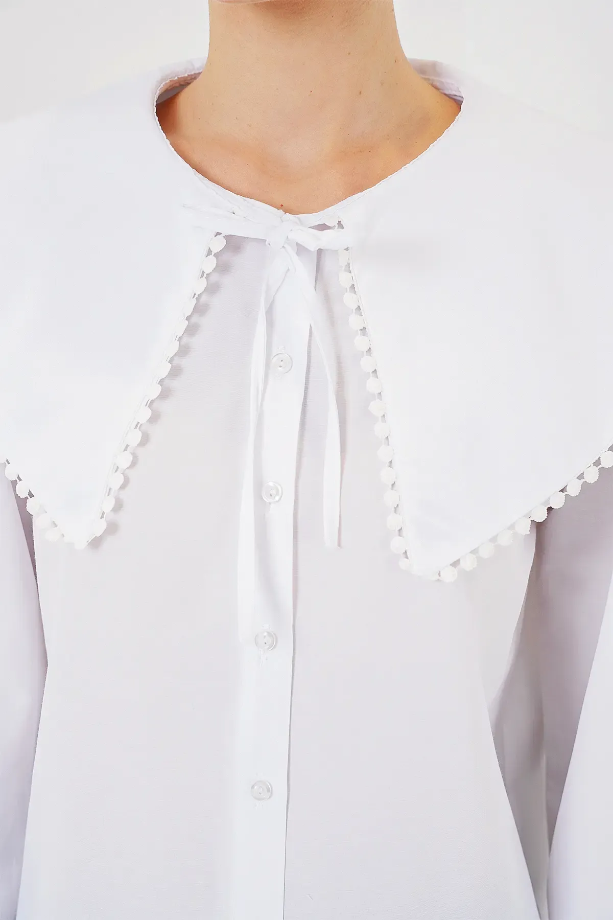 Kadın Bebe Yaka Gömlek 20314 - Beyaz